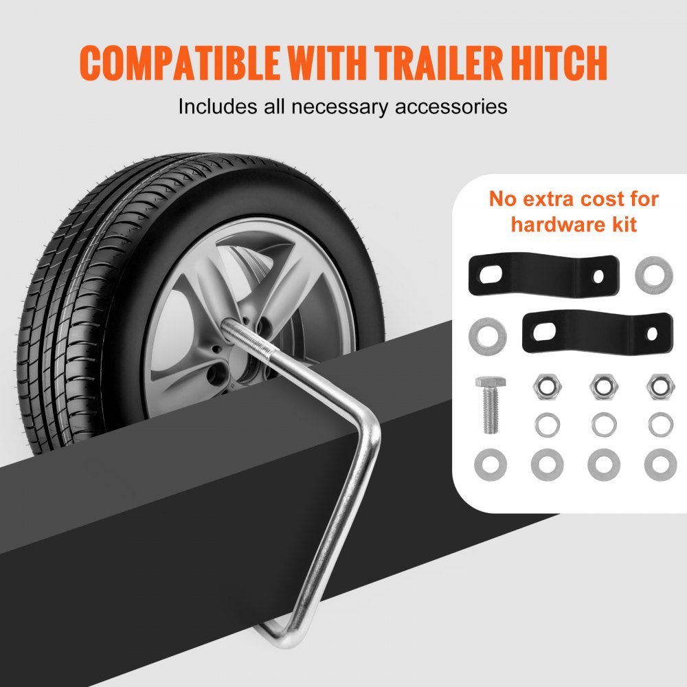 VEVOR U-Bolt Spare Tire Carrier, Zinc Plated Spare Tire Holder Bracket with Lock, 160 lbs Capacity, Fits Most 4 & 5 Lugs Wheels on 4", 4.5", 5" Bolt Patterns, for Trailer Tongue, Marine Trailer
