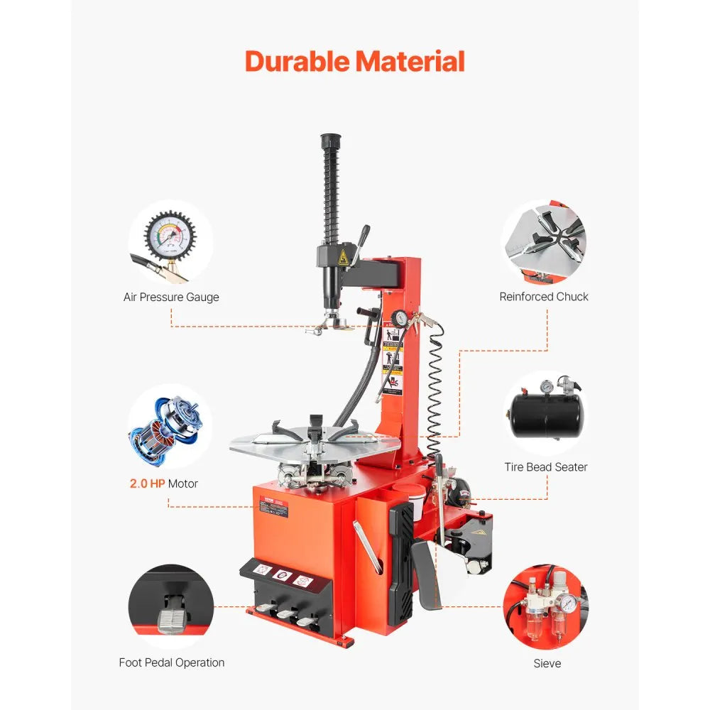 Electric Tire Changer & Wheel Balancer, 1.5 HP Motor, 18" Spindle, Auto Calibration – 120V