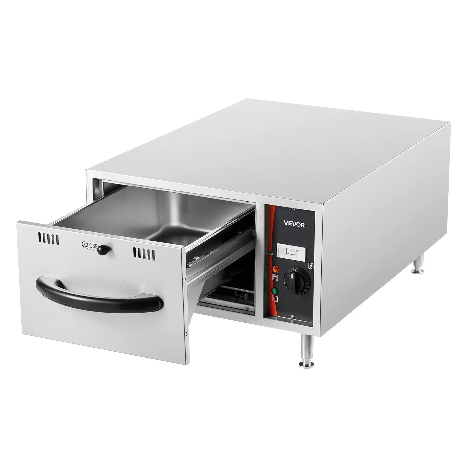 VEVOR Commercial Electric Drawer Warmer, Single-Drawer Stainless Steel Food Warmer, Freestanding Slim Warming Drawer Cabinet, 85°F–185°F Wide Temperature Range, for Restaurant, Hotel, Bakery & Kitchen