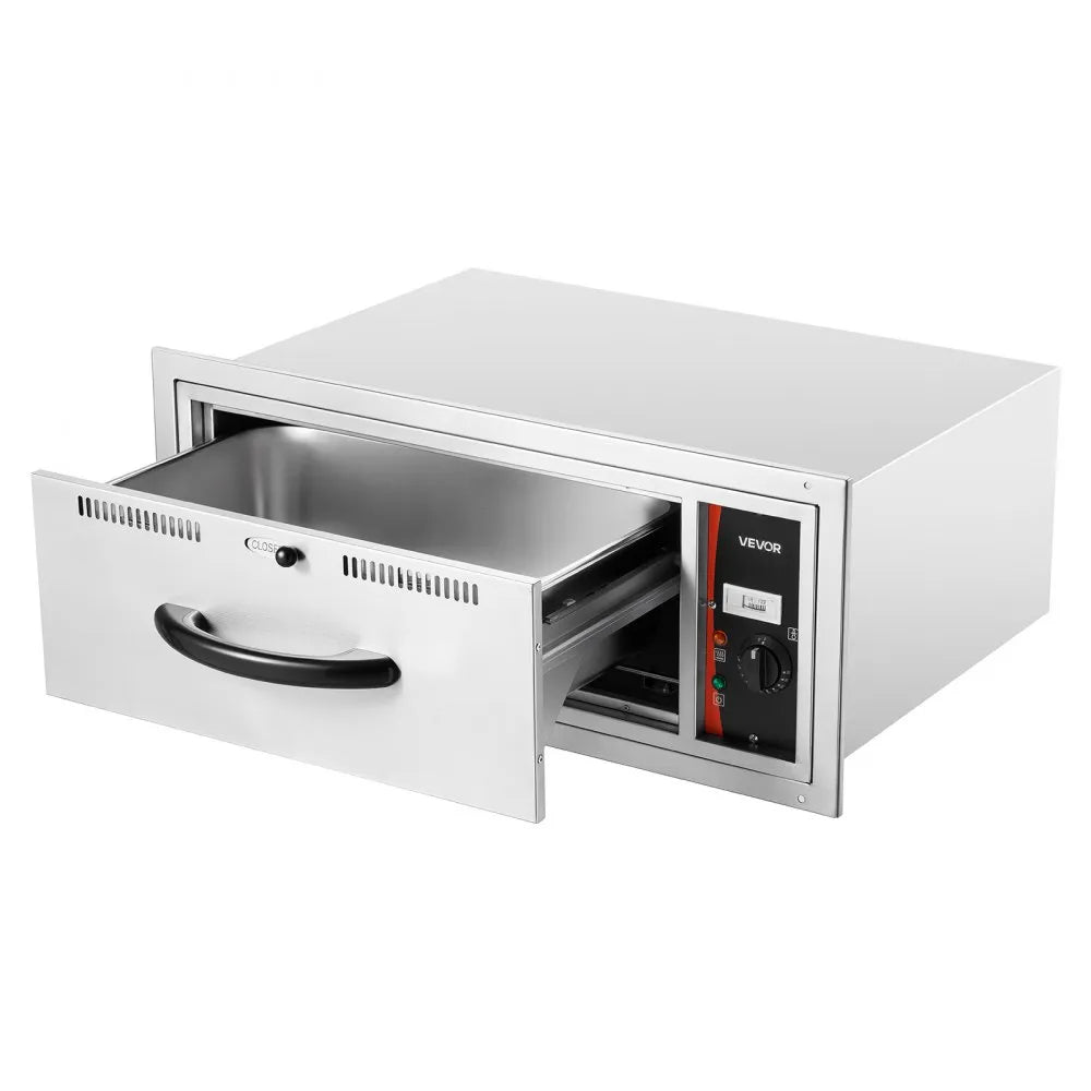 VEVOR Commercial Electric Drawer Warmer, Single-Drawer Stainless Steel Food Warmer, Built-in Installation Warming Drawer Cabinet, 85°F–185°F Wide Temperature Range, for Restaurant, Hotel & Bakery