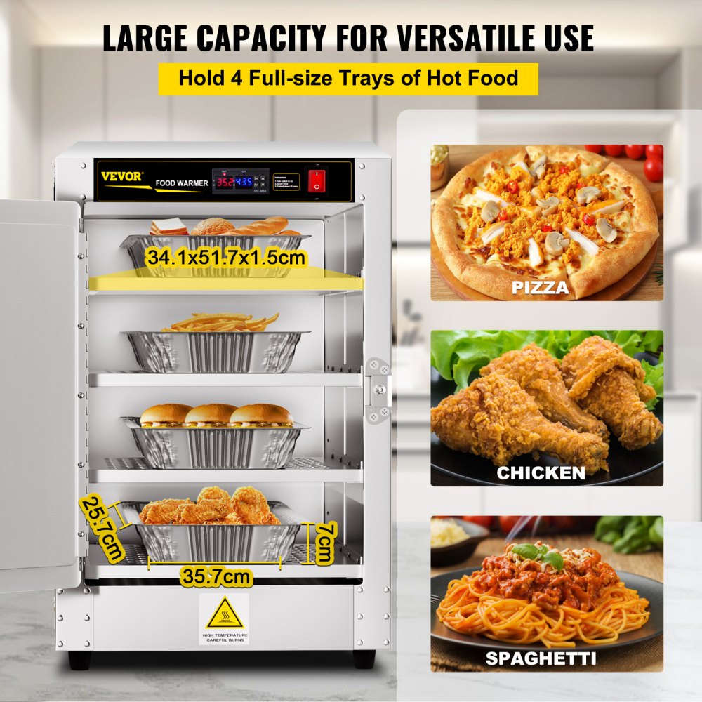 VEVOR Hot Box Food Concession Warmer 16"x22"x24" 4 Shelves for Pizza Pastry