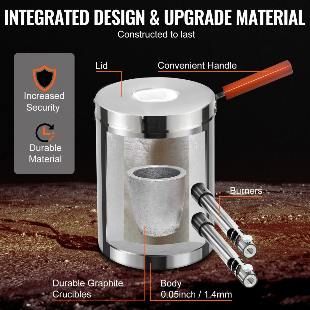 VEVOR 12KG Propane Smelting Furnace Kit Melting Furnace Double Burners 2700?