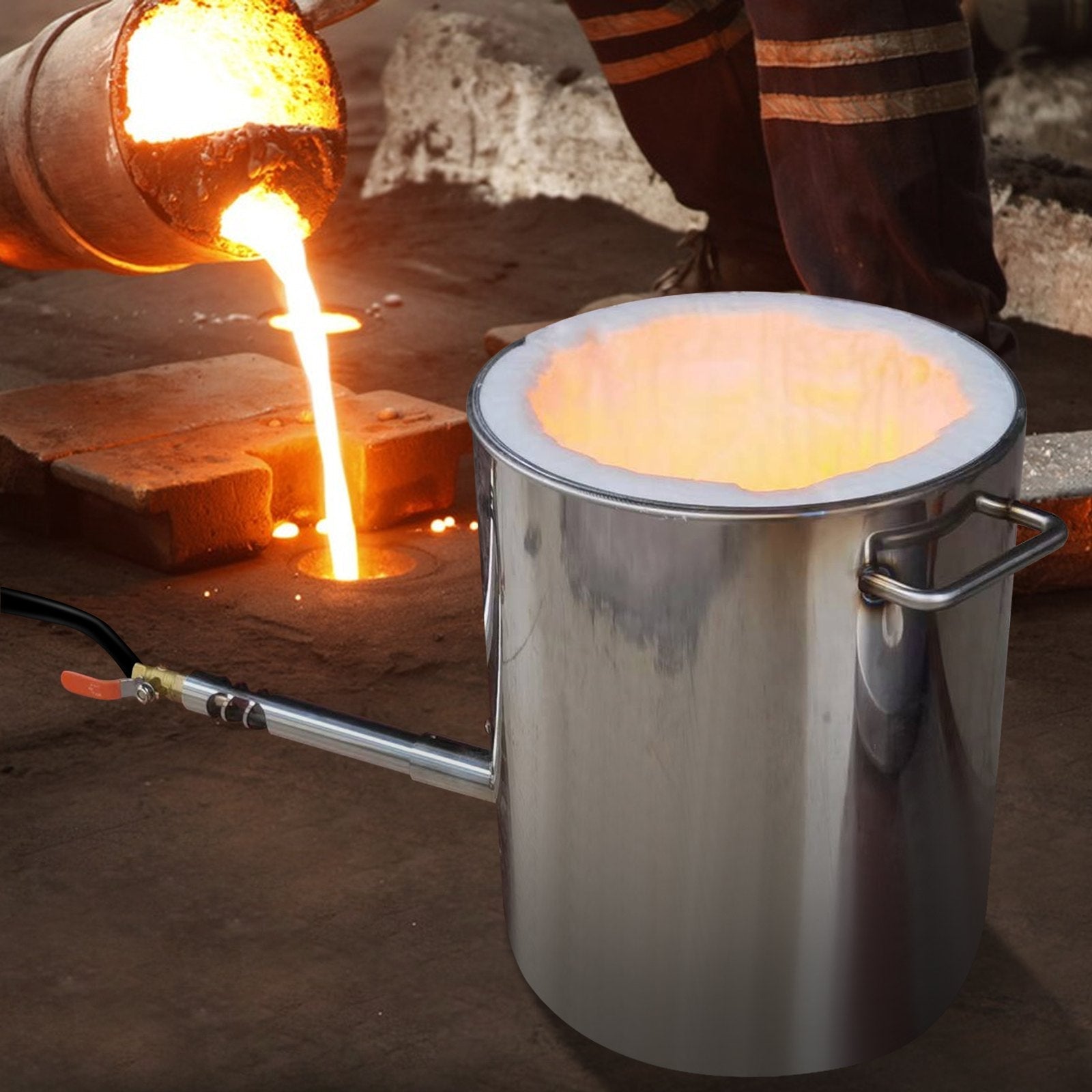 VEVOR Propane Melting Furnace Kit, 6KG Large Capacity Foundry Home Kilns, Blacksmithing Forge w/Crucible & Tongs Kiln, Stainless Steel Smelter, For Metal Scrap Recycle, Gold Copper Silver Casting
