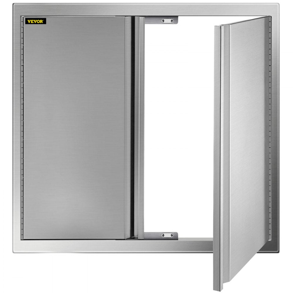 VEVOR BBQ Access Door 24 x 24 Inch, Double BBQ Door Stainless Steel with Recessed Handle, Outdoor Kitchen Doors for BBQ Island, Grill Station, Outside Cabinet