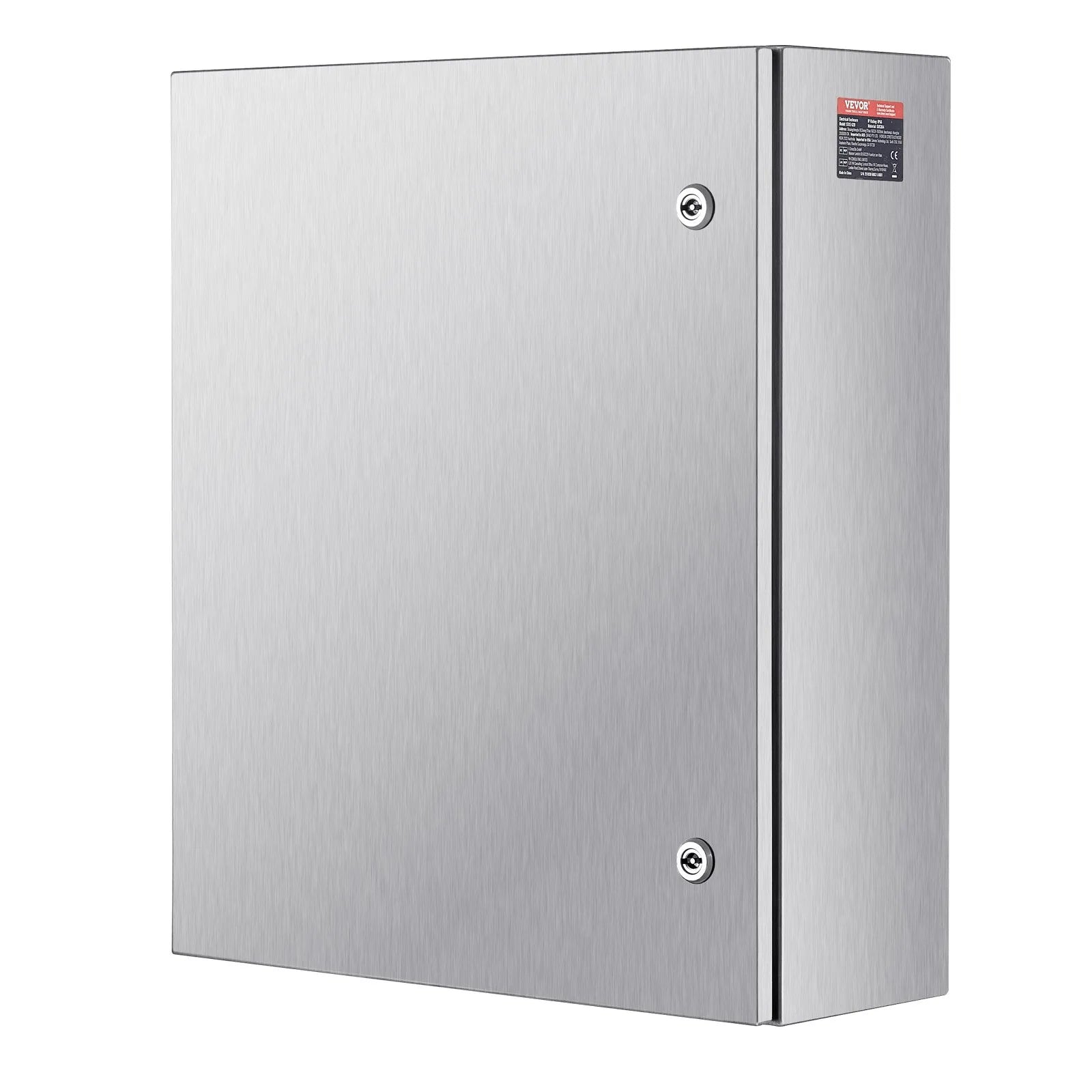 VEVOR Steel Electrical Box, 24"x 20"x 8", 304 Stainless Steel Electrical Enclosure Box, Wall-Mounted Outdoor Electrical Electronic Equipment Enclosure with Mounting Plate Hinges Lock, IP66 Waterproof