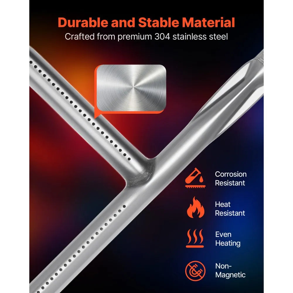 VEVOR Grill Burner Tube for Weber Q200, Q220, Q2000, Q2200, Q2400, 20.5 inch 304 Stainless Steel Tube Burner for Weber 396000, 396001, 396002, 566002, 53060001, Replacement Part 60041, 69956, 41862