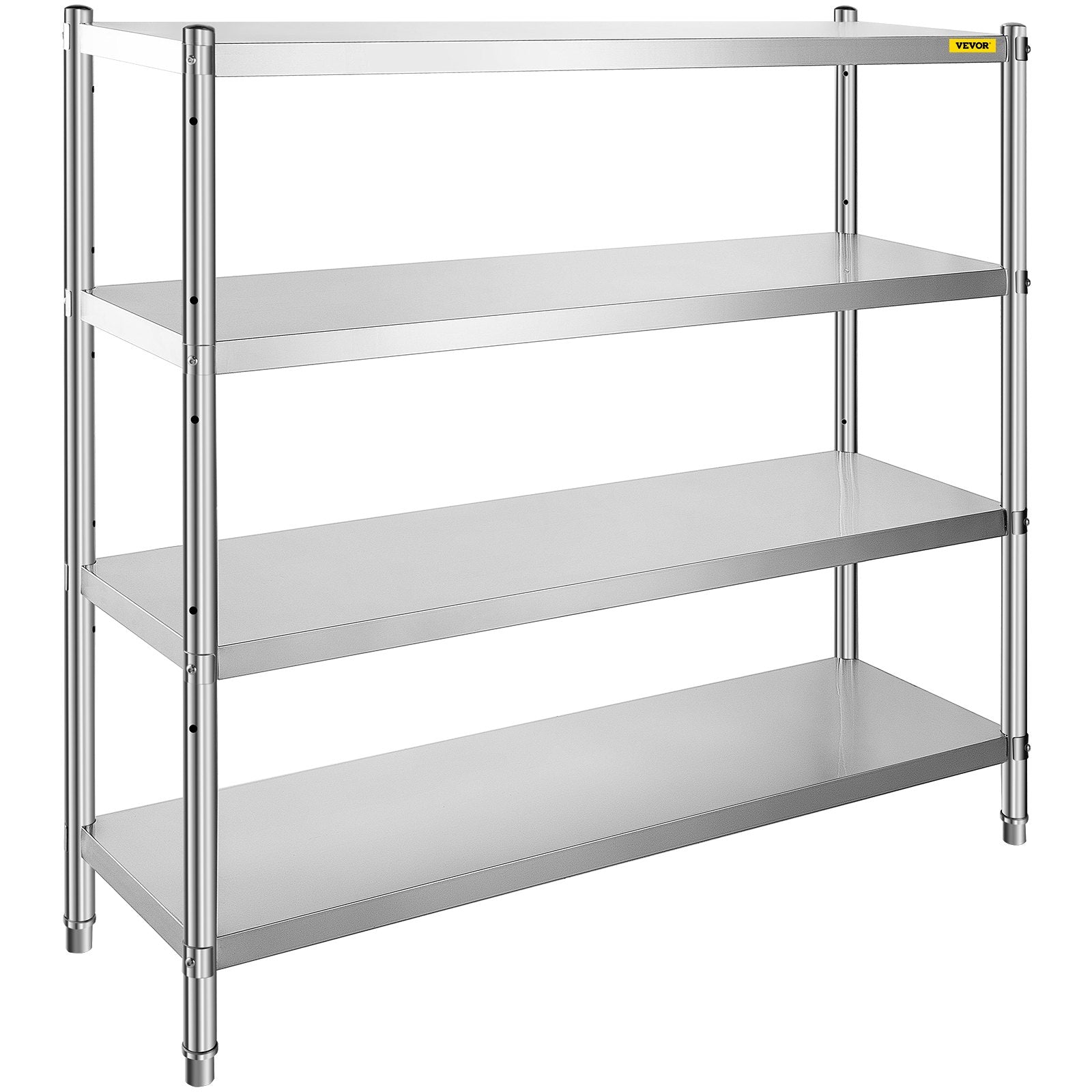 VEVOR Stainless Steel Shelving 60x18.5 Inch 4 Tier Adjustable Shelf Storage Unit Stainless Steel Heavy Duty Shelving for Kitchen Commercial Office Garage Storage 330lb Per Shelf