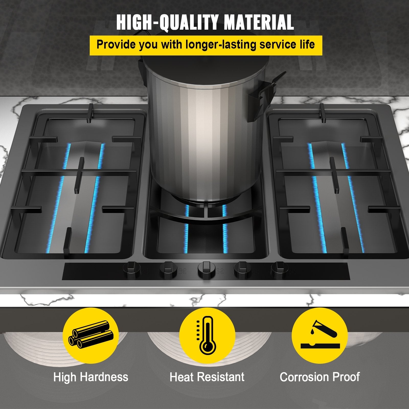 VEVOR Grill Burners, Stainless Steel BBQ Burners Replacement, 1 Pack Grill Burner Replacement, Flame Grill with 16.1\" Length Barbecue Replacement Parts with Evenly Burning for for Premium Gas Grills