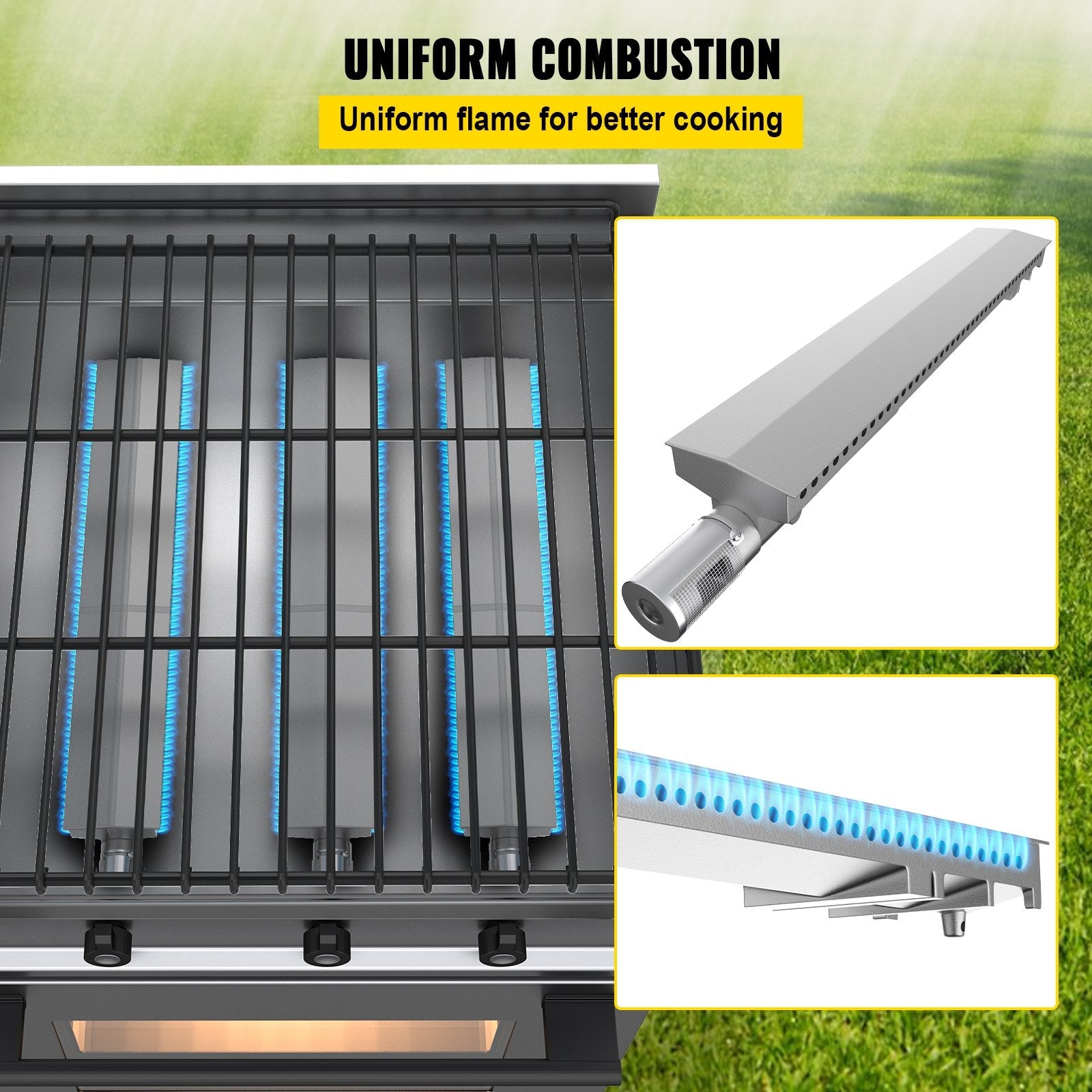 VEVOR Grill Burners, Stainless Steel BBQ Burners Replacement, 1 Pack Grill Burner Replacement, Flame Grill with 16.1\" Length Barbecue Replacement Parts with Evenly Burning for for Premium Gas Grills