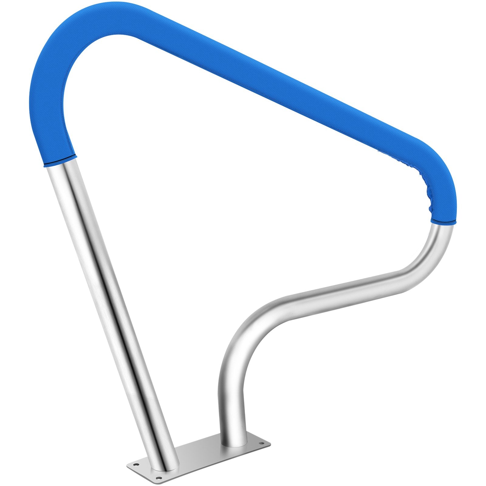 VEVOR Pool Rail 39x32" Pool Railing 304 Stainless Steel 250LBS Load Capacity Silver Rustproof Pool Handrail Humanized Swimming Pool Handrail with Blue Grip Cover & M8 Drill Bit & Self-taping Screws