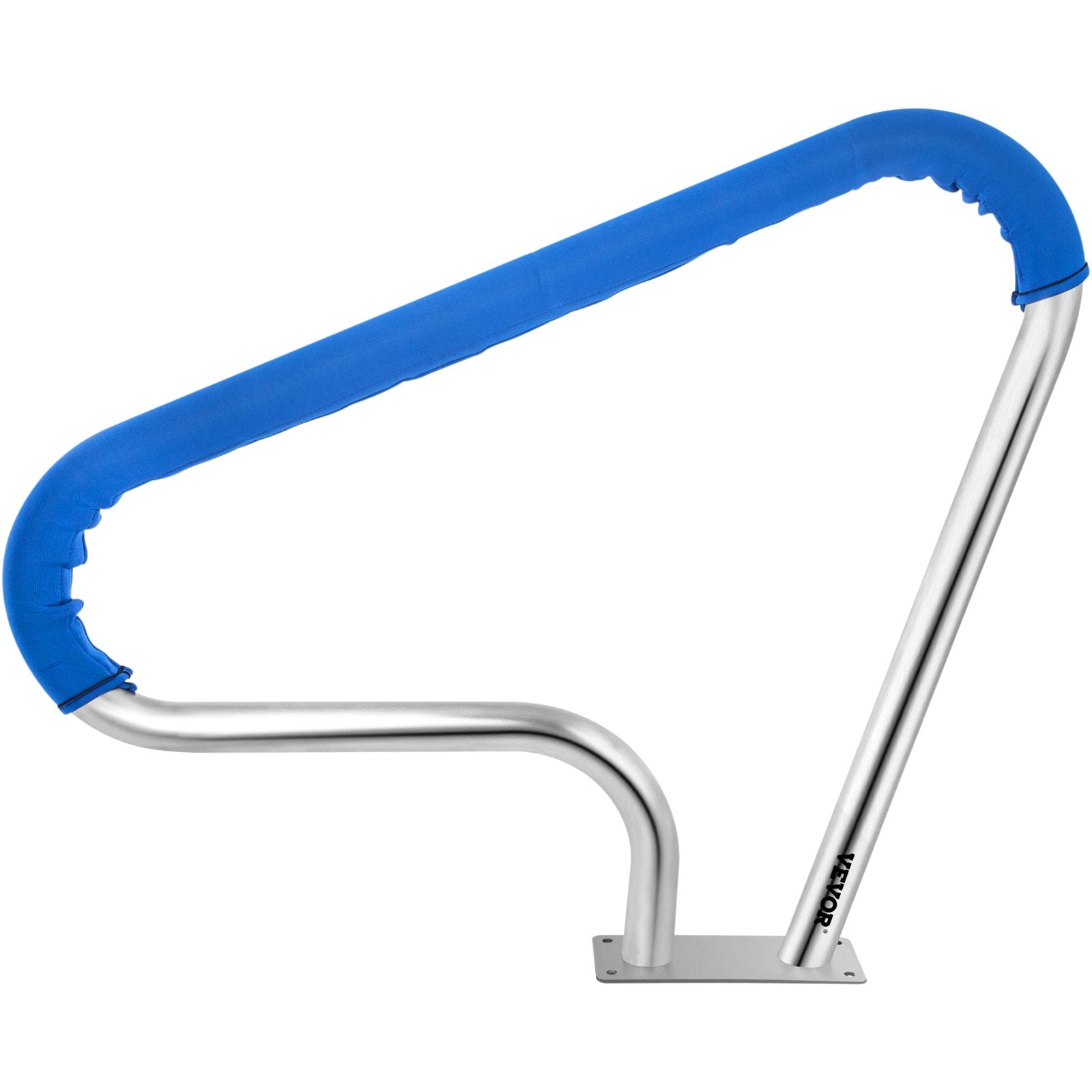 VEVOR Pool Rail 39x32" Pool Railing 304 Stainless Steel 250LBS Load Capacity Silver Rustproof Pool Handrail Humanized Swimming Pool Handrail with Blue Grip Cover & M8 Drill Bit & Self-taping Screws
