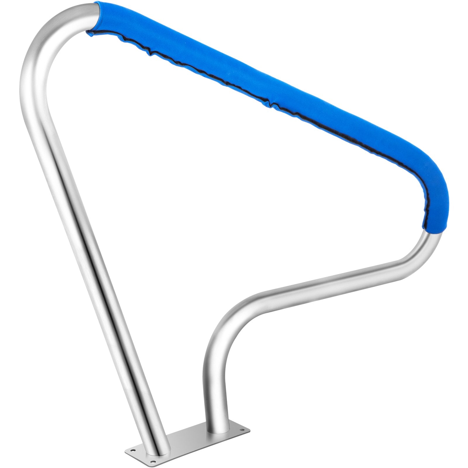 VEVOR Pool Rail 48x36" Pool Railing 304 Stainless Steel 250LBS Load Capacity Silver Rustproof Pool Handrail Humanized Swimming Pool Handrail with Blue Grip Cover & M8 Drill Bit & Self-taping Screws