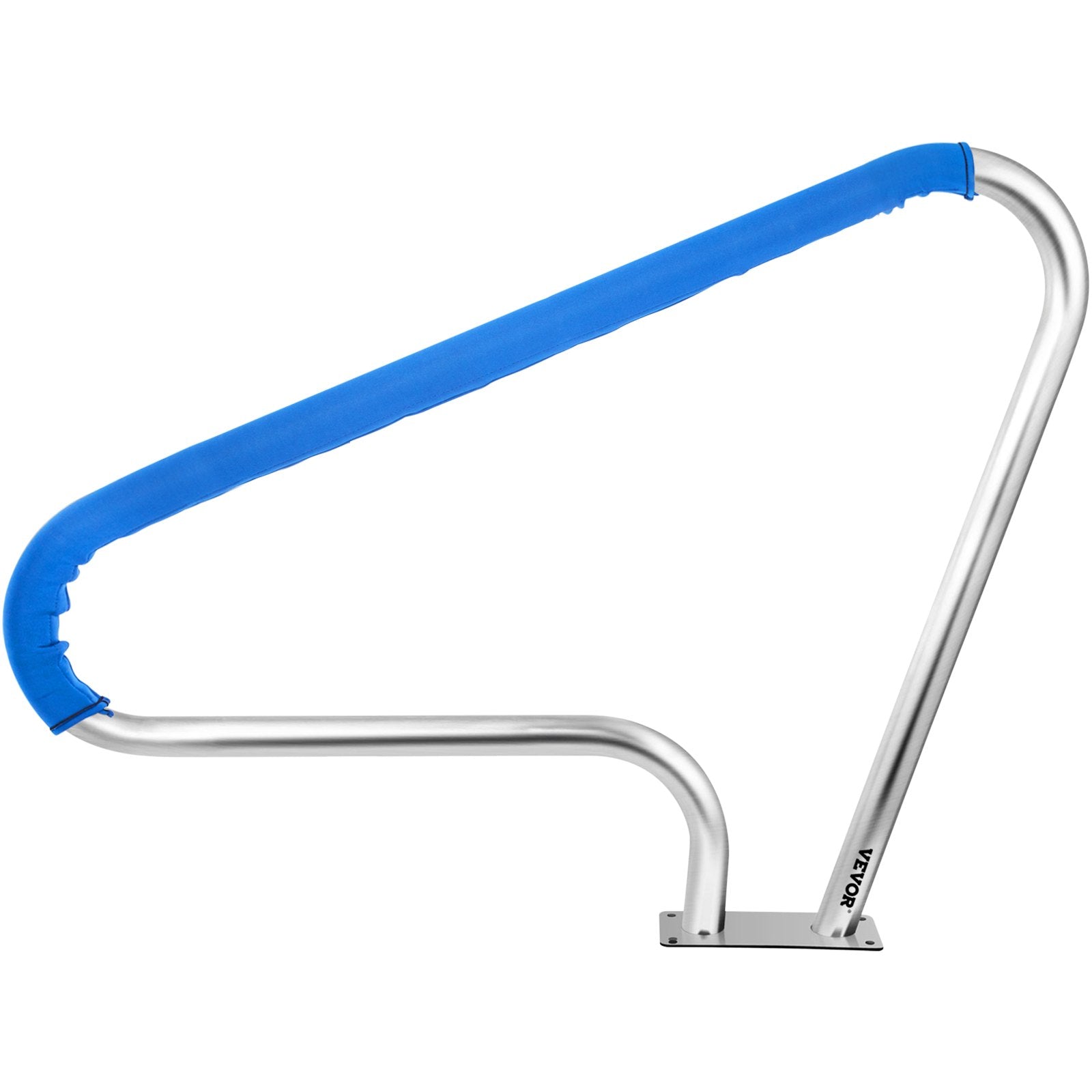 VEVOR Pool Rail 48x36" Pool Railing 304 Stainless Steel 250LBS Load Capacity Silver Rustproof Pool Handrail Humanized Swimming Pool Handrail with Blue Grip Cover & M8 Drill Bit & Self-taping Screws