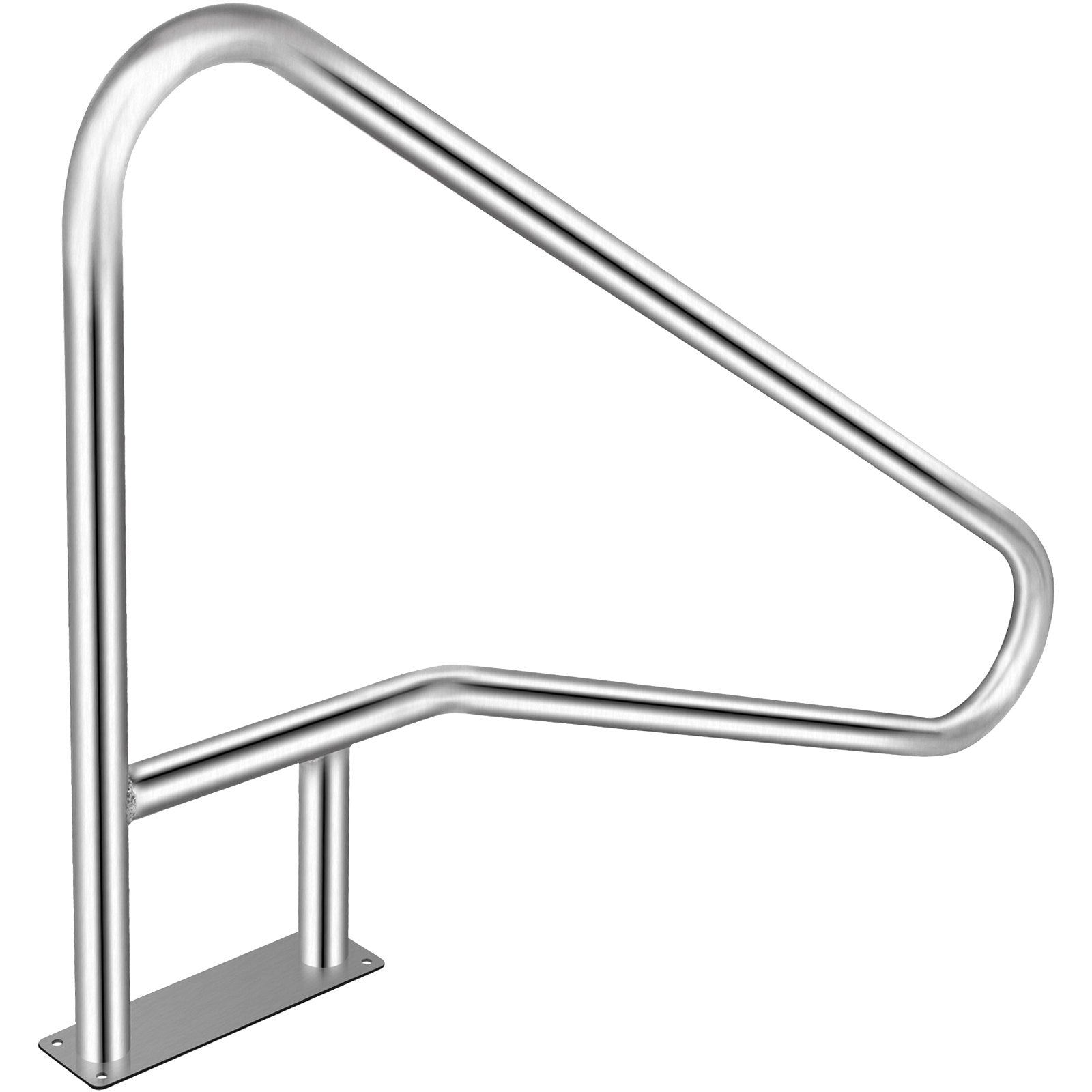 VEVOR Pool Rail 55x32" Pool Railing 304 Stainless Steel 250LBS Load Capacity Silver Rustproof Pool Handrail Humanized Swimming Pool Handrail with Blue Grip Cover & M8 Drill Bit & Self-taping Screws