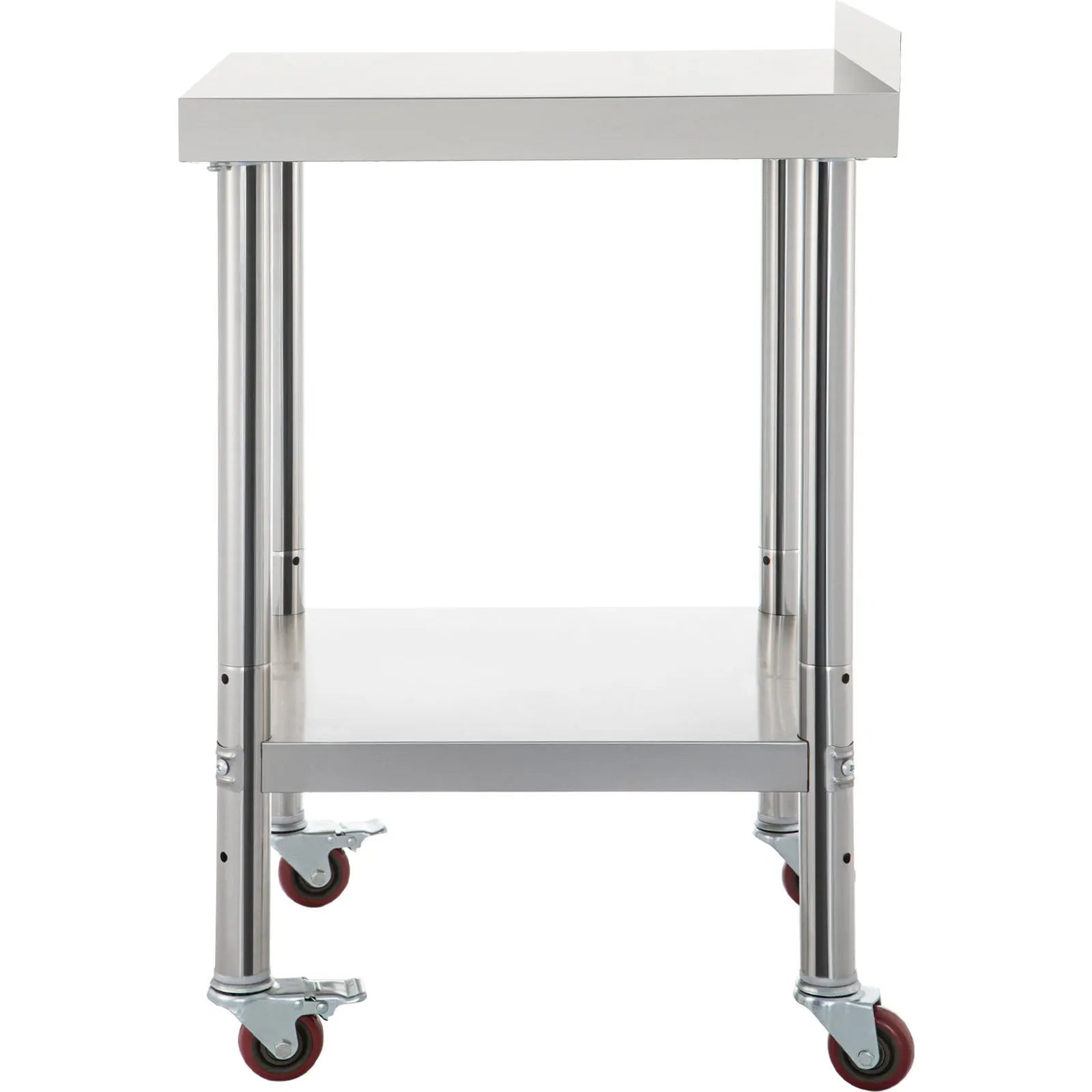 VEVOR Stainless Steel Prep Table, 30 x 24 x 35 Inch, 440lbs Load Capacity Heavy Duty Metal Worktable with Backsplash Adjustable Undershelf & 4 Casters, Commercial Workstation for Kitchen Restaurant