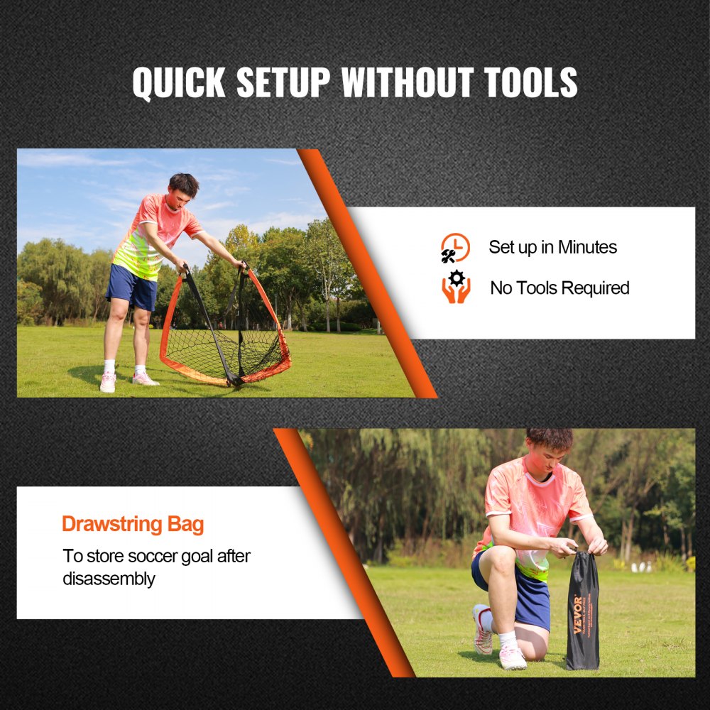 VEVOR Portable Soccer Goal, 4x3 ft Kids Backyard Soccer Net, Foldable Pop Up Practice Soccer Net, Mini Youth Training Soccer Goal Set, All-Weather Indoor Outdoor Soccer Goals with Carry Bag, 2 Pack