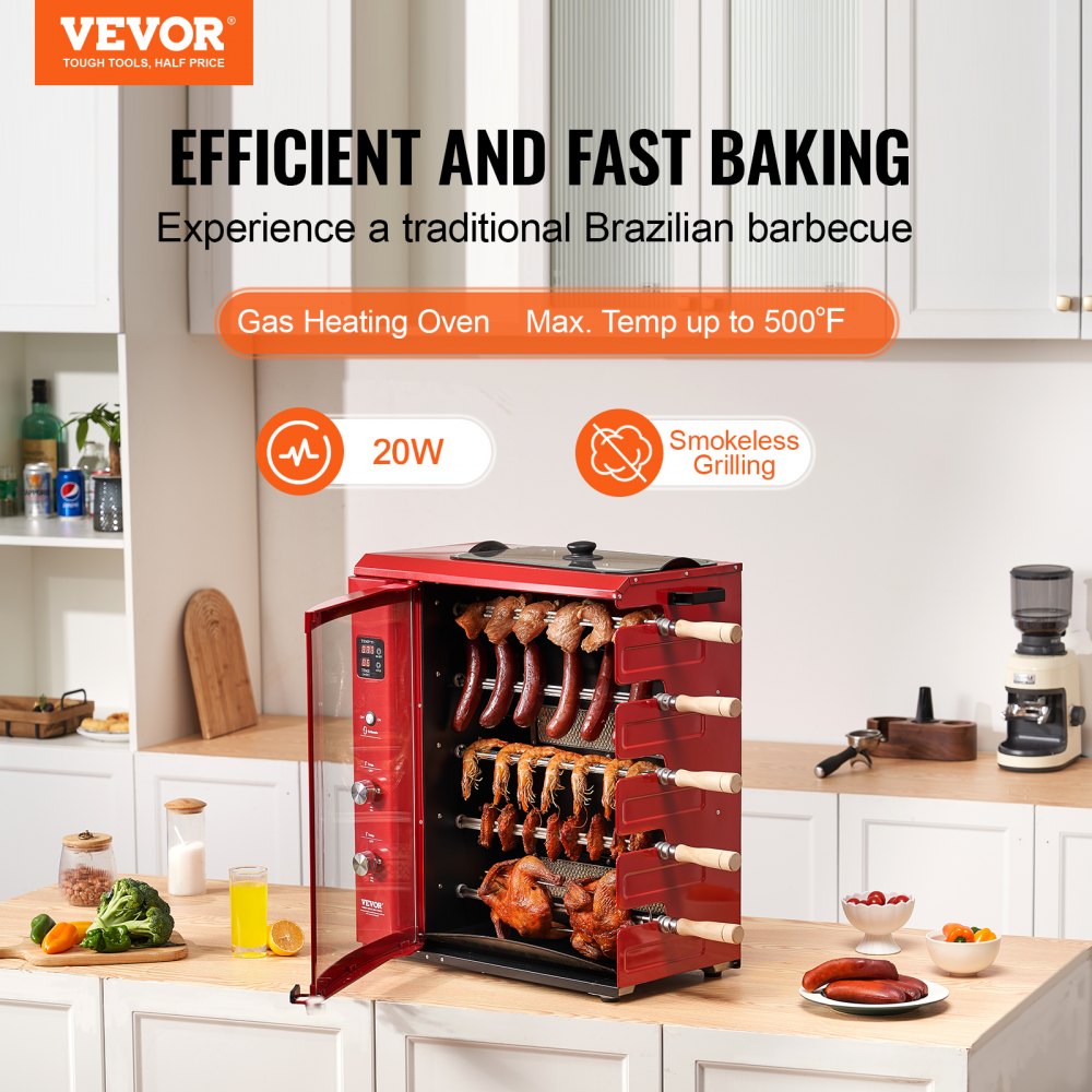 VEVOR Stainless Steel Shawarma Grill Machine Electric/Gas Gyro Rotisserie Doner