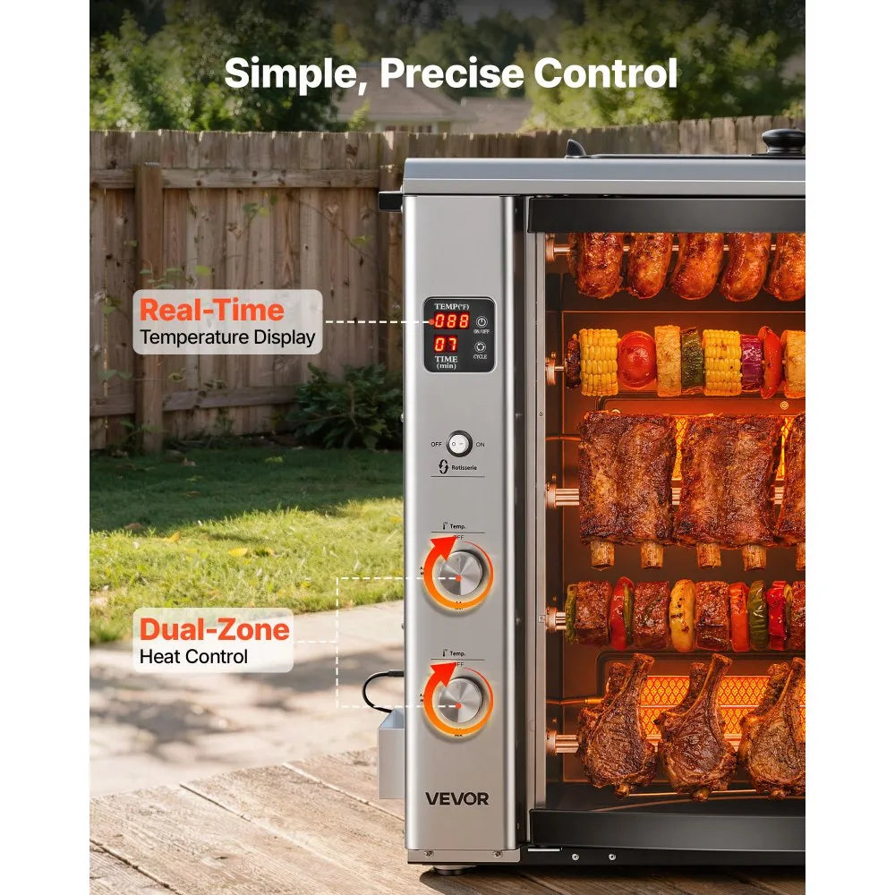 Countertop Vertical Brazilian Rotisserie Oven – 5 Automatic Rotating Skewers