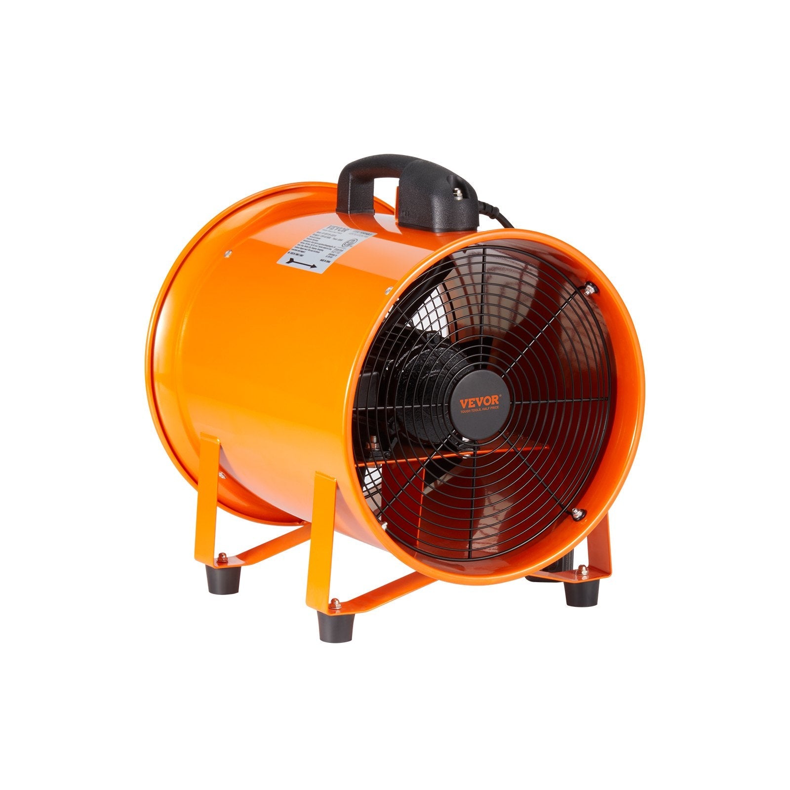 VEVOR Portable Ventilator, 10 inch Heavy Duty Cylinder Fan with 33ft Duct Hose, 380W Strong Shop Exhaust Blower 1893FM, Industrial Utility Blower for Sucking Dust, Smoke, Smoke Home/Workplace