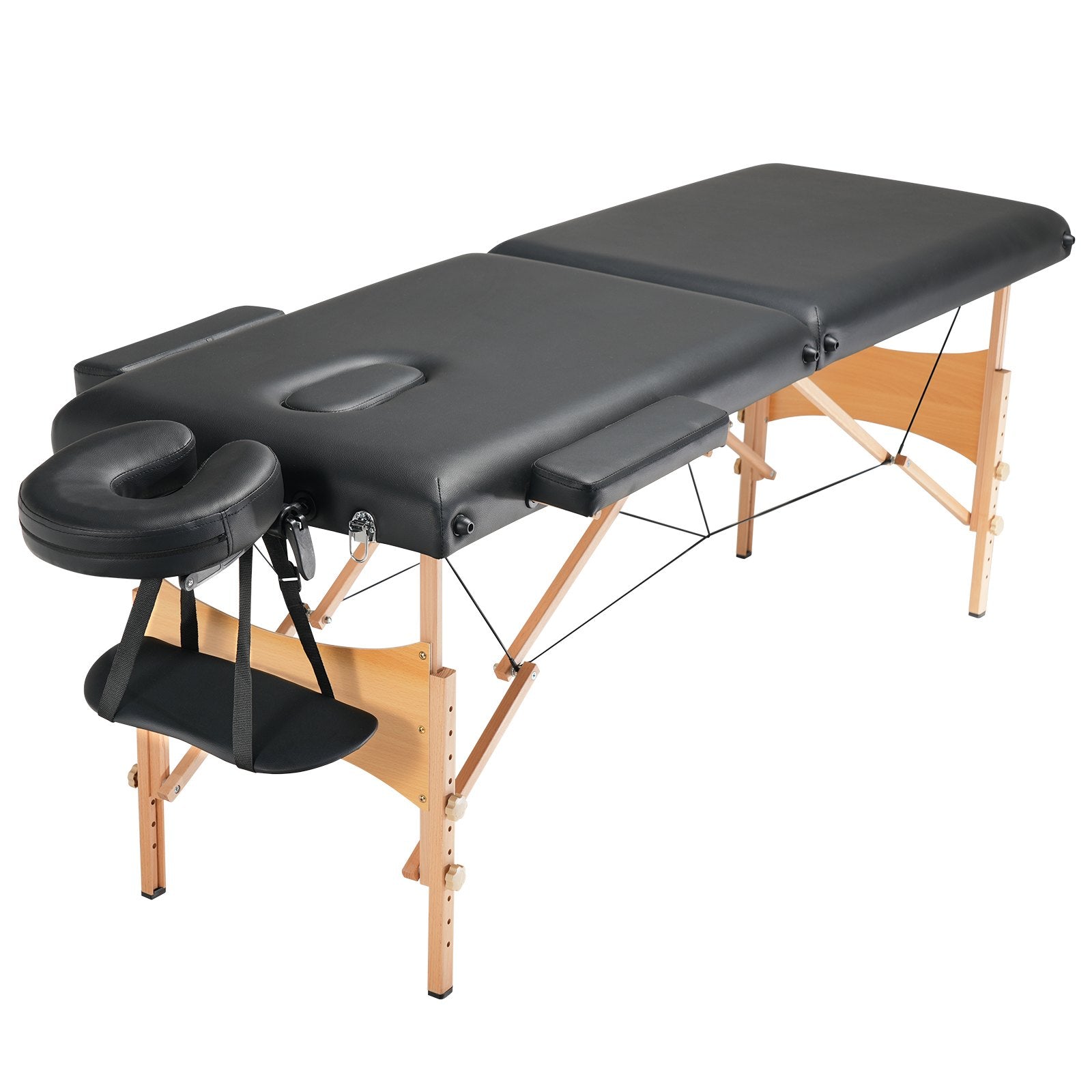 VEVOR Portable Massage Table 24" W, 2 Folding Lightweight Massage Table, 8-Level Height Adjustable Salon Tattoo Bed, Spa Table with Headrest, Armrests, Hand Pallet & Carrying Bag, 600LBS