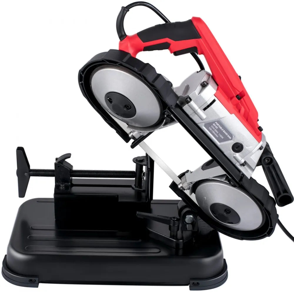 VEVOR Portable Band Saw, 110V Removable Alloy Steel Base Cordless Band Saw, 5 Inch Cutting Capacity Hand held Band Saw,Variable Speed Portable Bandsaw, 10Amp Motor Deep Cut Band saw for Metal Wood