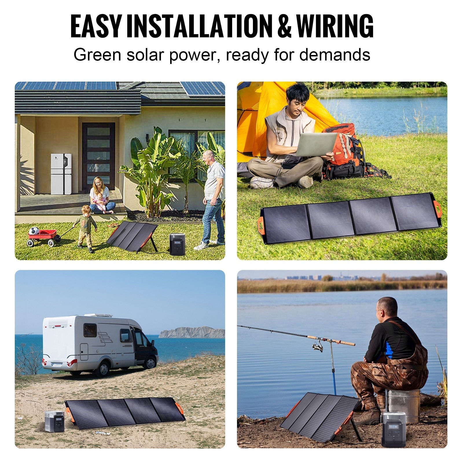 VEVOR Portable Monocrystalline Solar Panel, 200W Foldable Monocrystalline ETFE Solar Charger, 23% Efficiency Solar Panel with MC4 Output, IP67 Waterproof for Power Stations, Camping, Hiking, Off-Grid