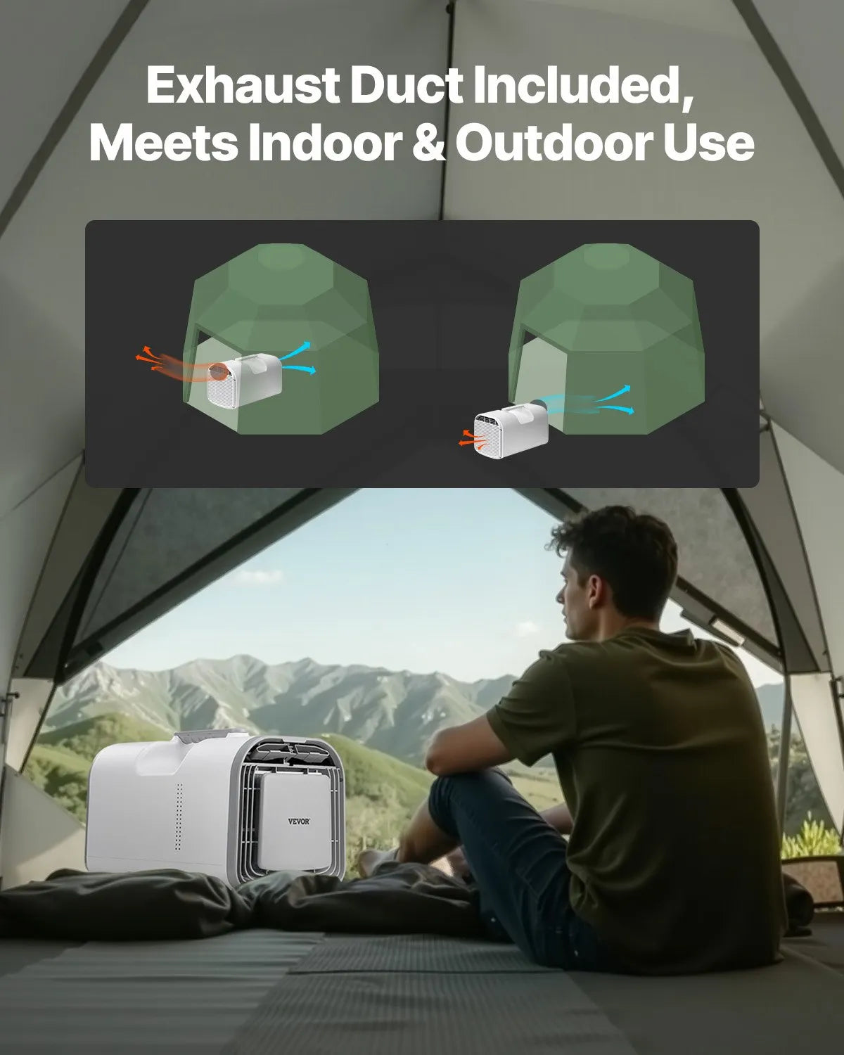 VEVOR Portable Air Conditioner 4250BTU Tent Air Conditioning AC/DC for Camping