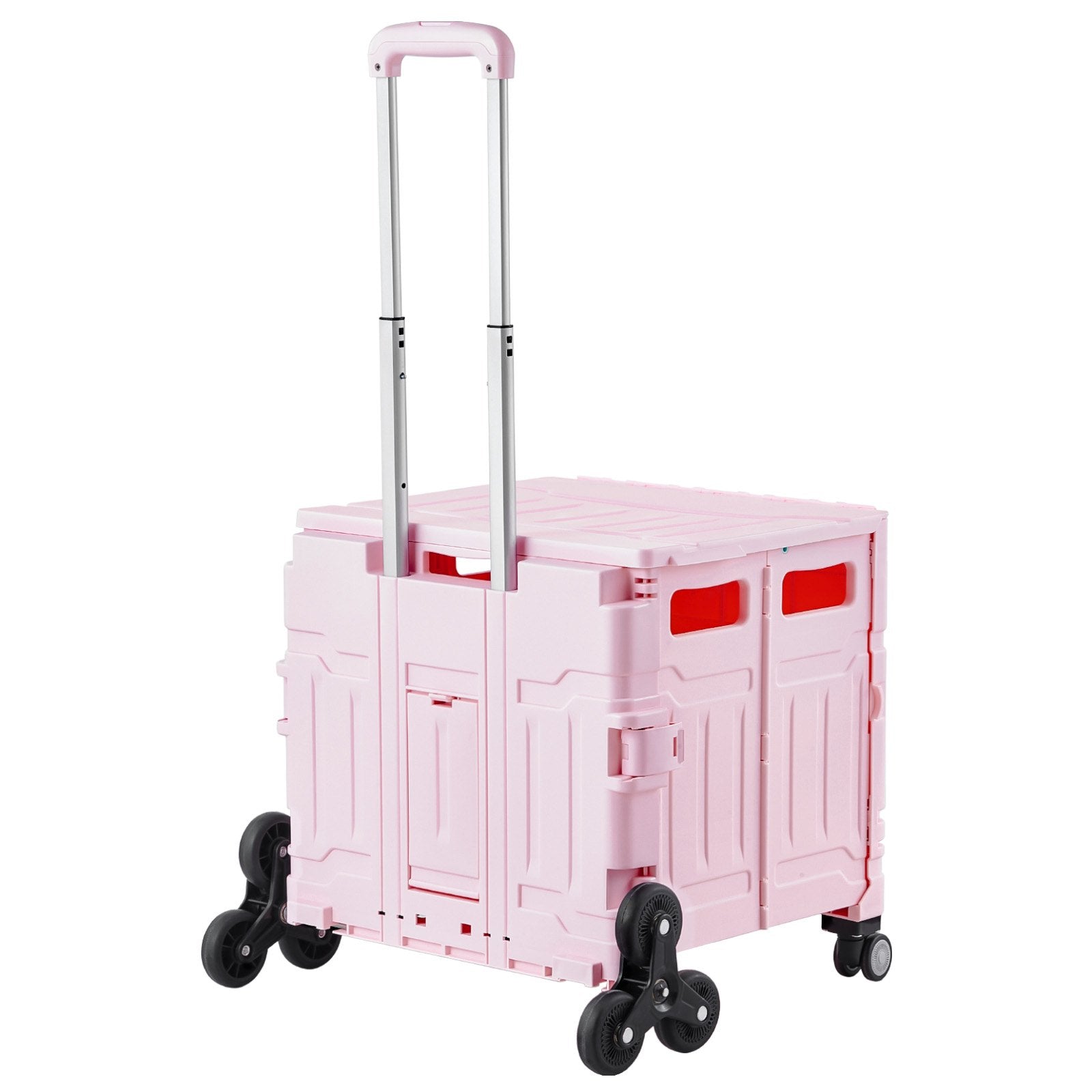 VEVOR Foldable Cart with Stair Climbing Wheels Collapsible Rolling Crate 65L