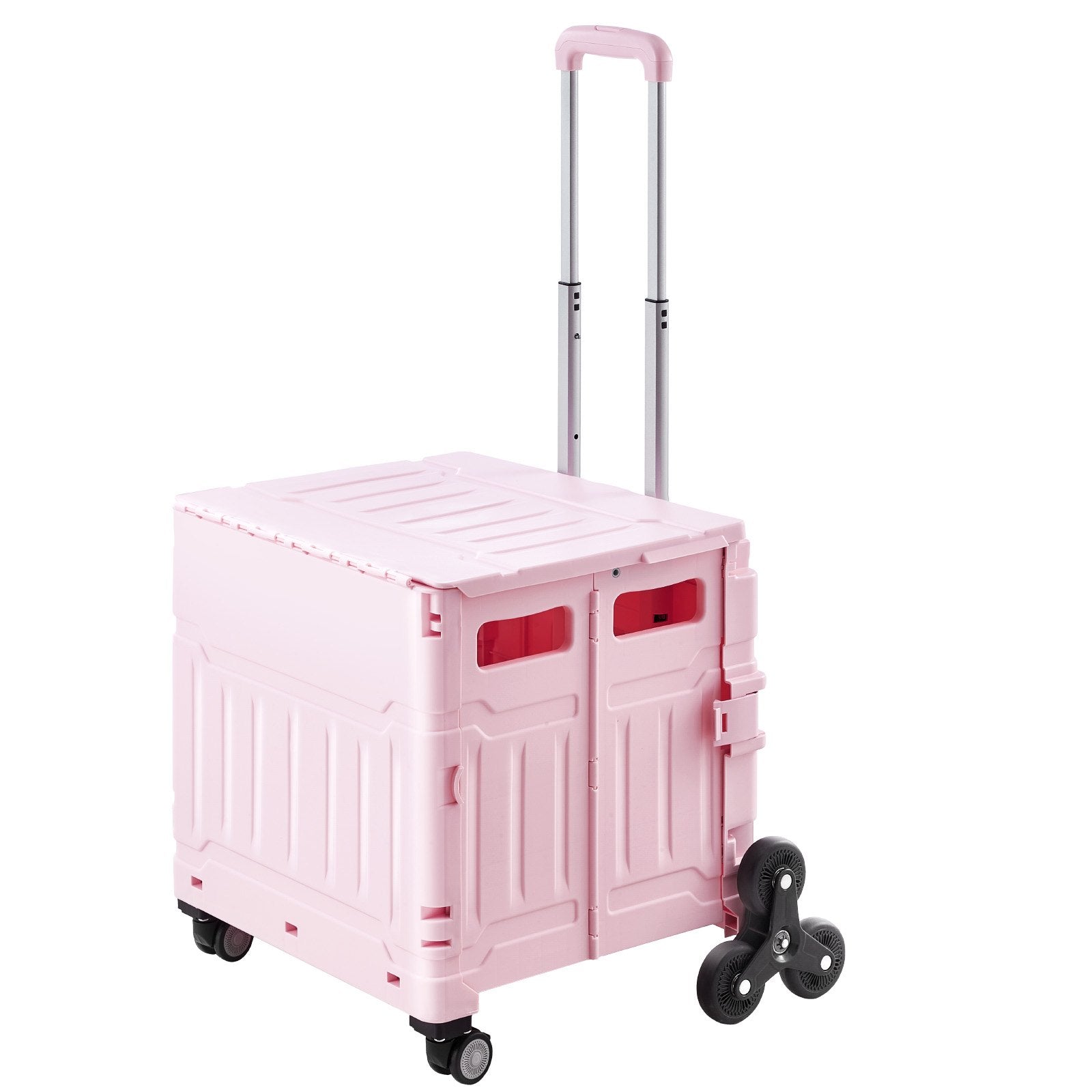 VEVOR Foldable Cart with Stair Climbing Wheels Collapsible Rolling Crate 65L