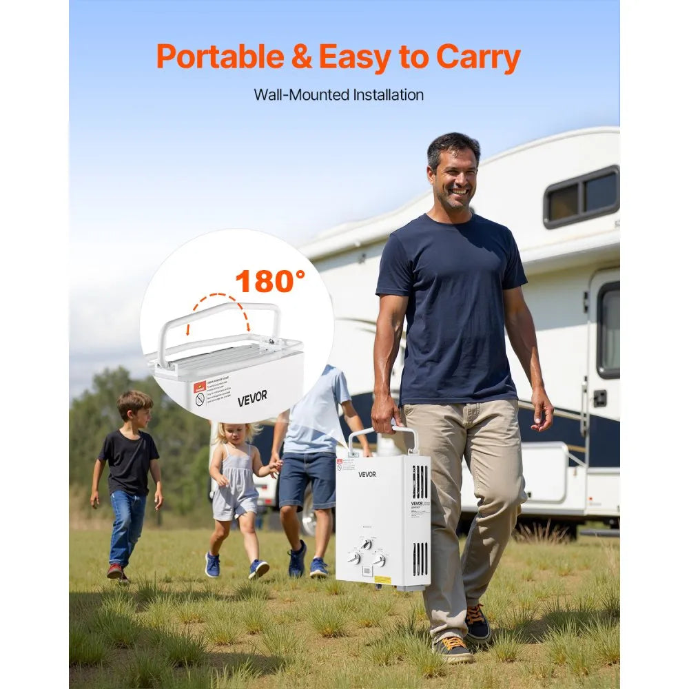 VEVOR Portable Propane Water Heater 5L Tankless with Water Pump for RV Camping