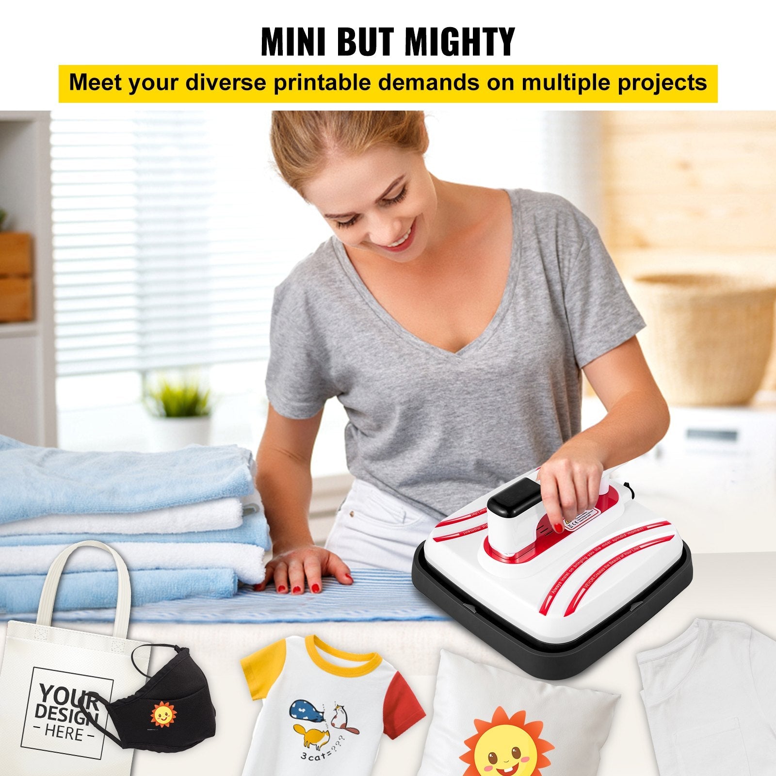 VEVOR 10x12in Heat Press Machine, 5-in-1 Combo Swing Away T-Shirt Sublimation Transfer Printer with Teflon Coated, Precise Heat Control, Mug/Cap/Plate Accessories ETL/FCC Listed