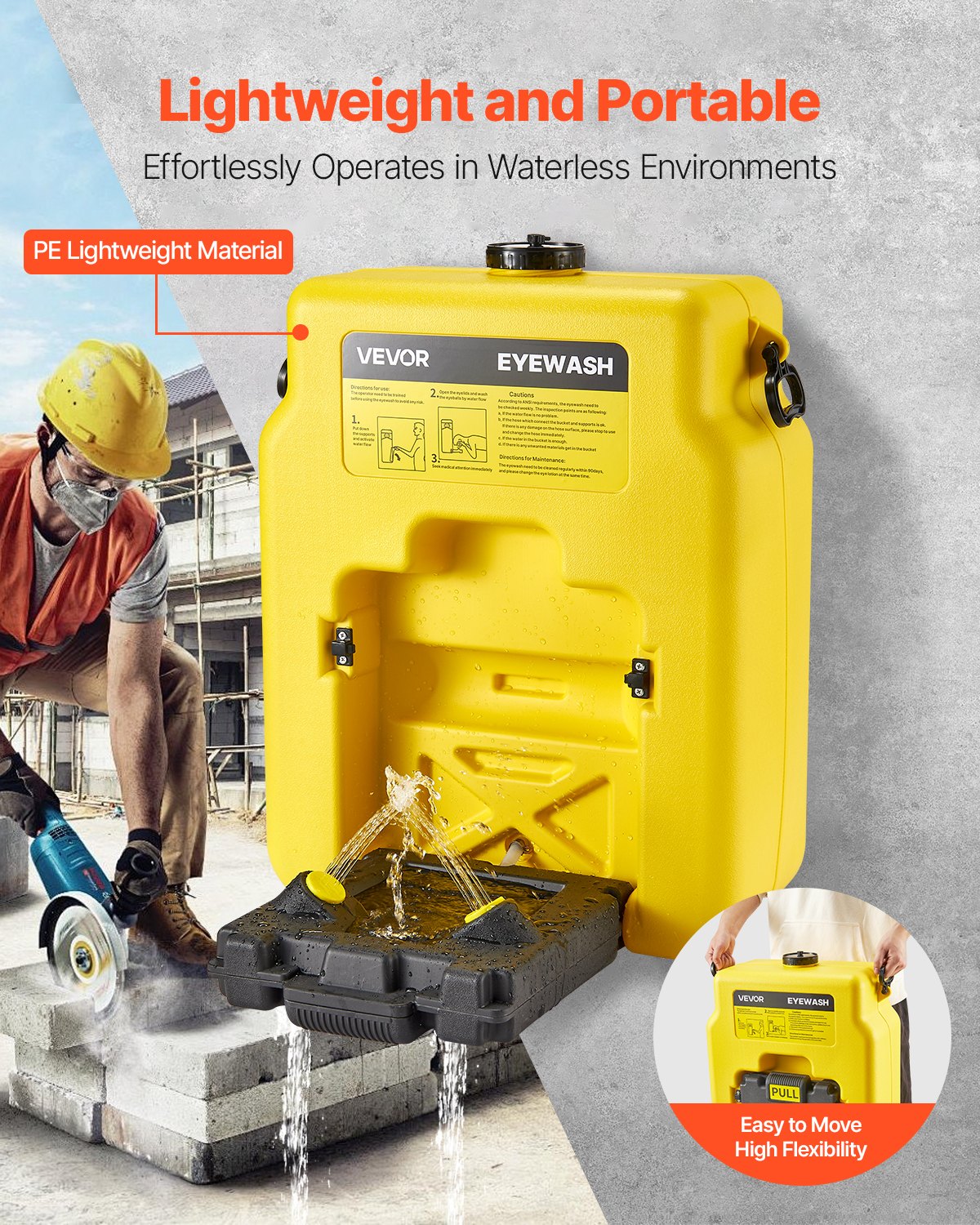 VEVOR Portable Eye Wash Station 14-Gal OSHA-Approved Emergency Eyewash Station