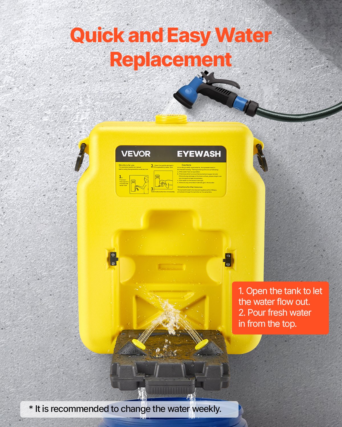 VEVOR Portable Eye Wash Station 14-Gal OSHA-Approved Emergency Eyewash Station