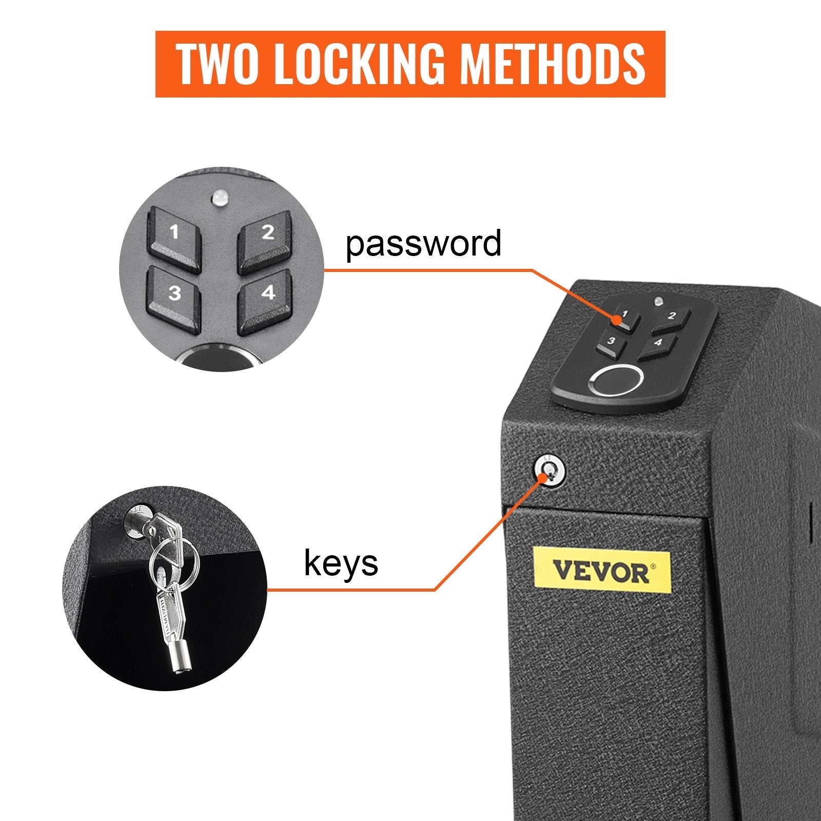 VEVOR Handgun Safe Box Fingerprint Pistol Gun Safes Gun Storage Case Handgun Holder Quick Access Security Lock Key Vault?OS580SE?