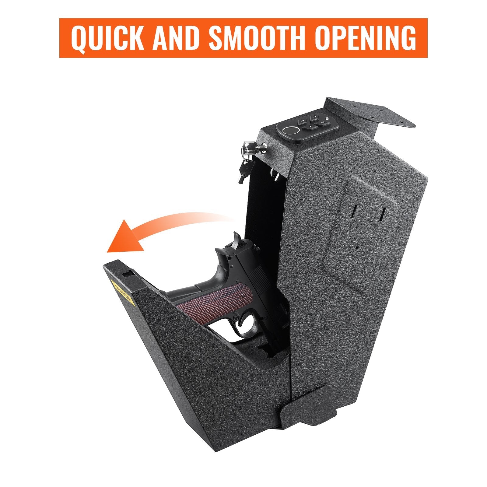 VEVOR Handgun Safe Box Fingerprint Pistol Gun Safes Gun Storage Case Handgun Holder Quick Access Security Lock Key Vault?OS580SE?
