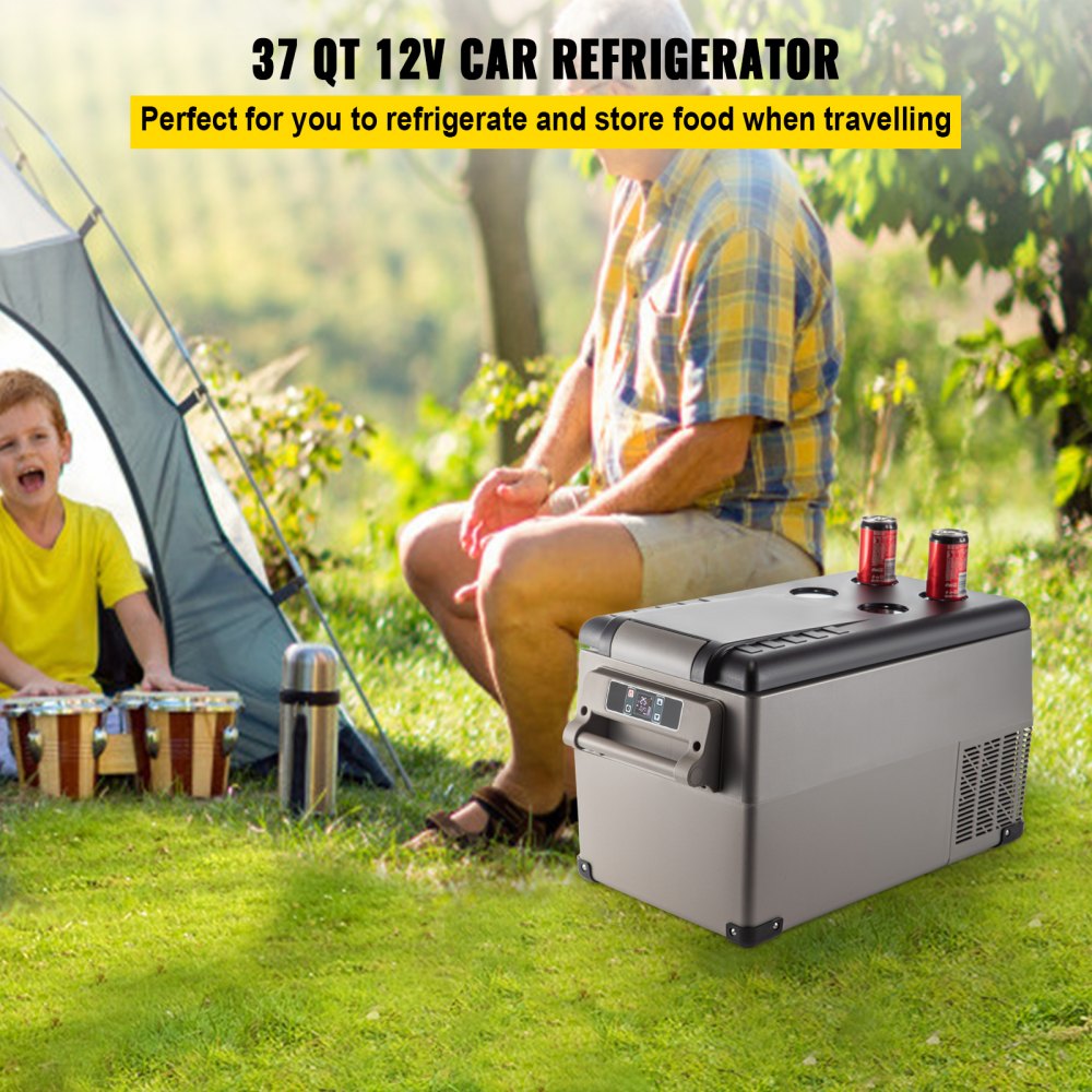 VEVOR Portable Refrigerator 37 Quart(35 Liter),12 Volt Refrigerator App Control(-4?~68?), Car Refrigerator Dual Zone with 12/24v DC & 110-240v AC for Camping, Travel, Fishing, Outdoor or Home Use