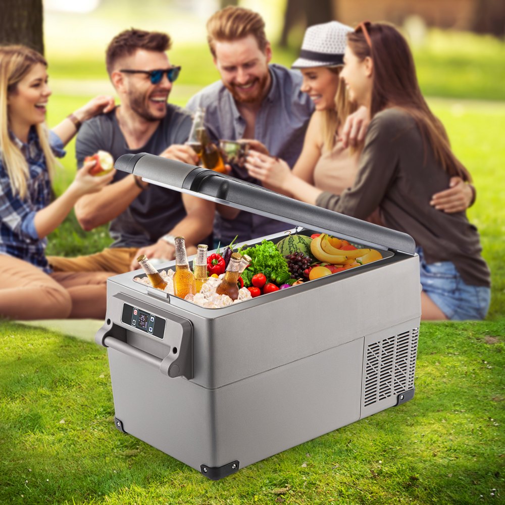 VEVOR Portable Refrigerator 37 Quart(35 Liter),12 Volt Refrigerator App Control(-4?~68?), Car Refrigerator Dual Zone with 12/24v DC & 110-240v AC for Camping, Travel, Fishing, Outdoor or Home Use
