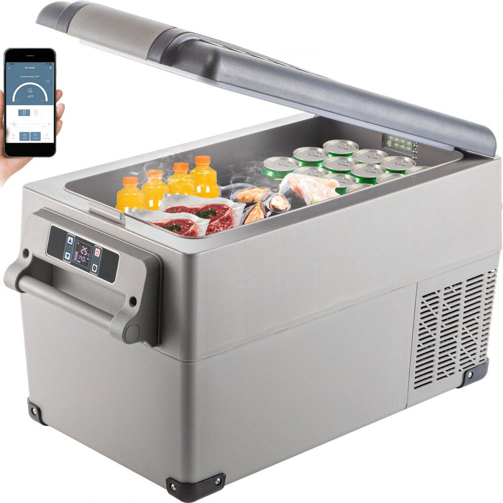 VEVOR Portable Refrigerator 37 Quart(35 Liter),12 Volt Refrigerator App Control(-4?~68?), Car Refrigerator Dual Zone with 12/24v DC & 110-240v AC for Camping, Travel, Fishing, Outdoor or Home Use