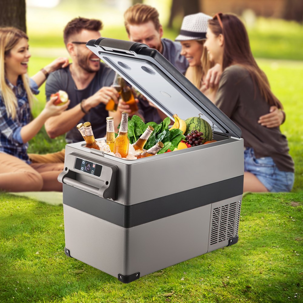 VEVOR 12 Volt Refrigerator 45L(48qt) Fast Cooling Portable Freezer with App Control(-4?~68?) Car Fridge with 12/24v DC & 110-240v AC for Travel, Camping and Home Use, 48 Quart, Black