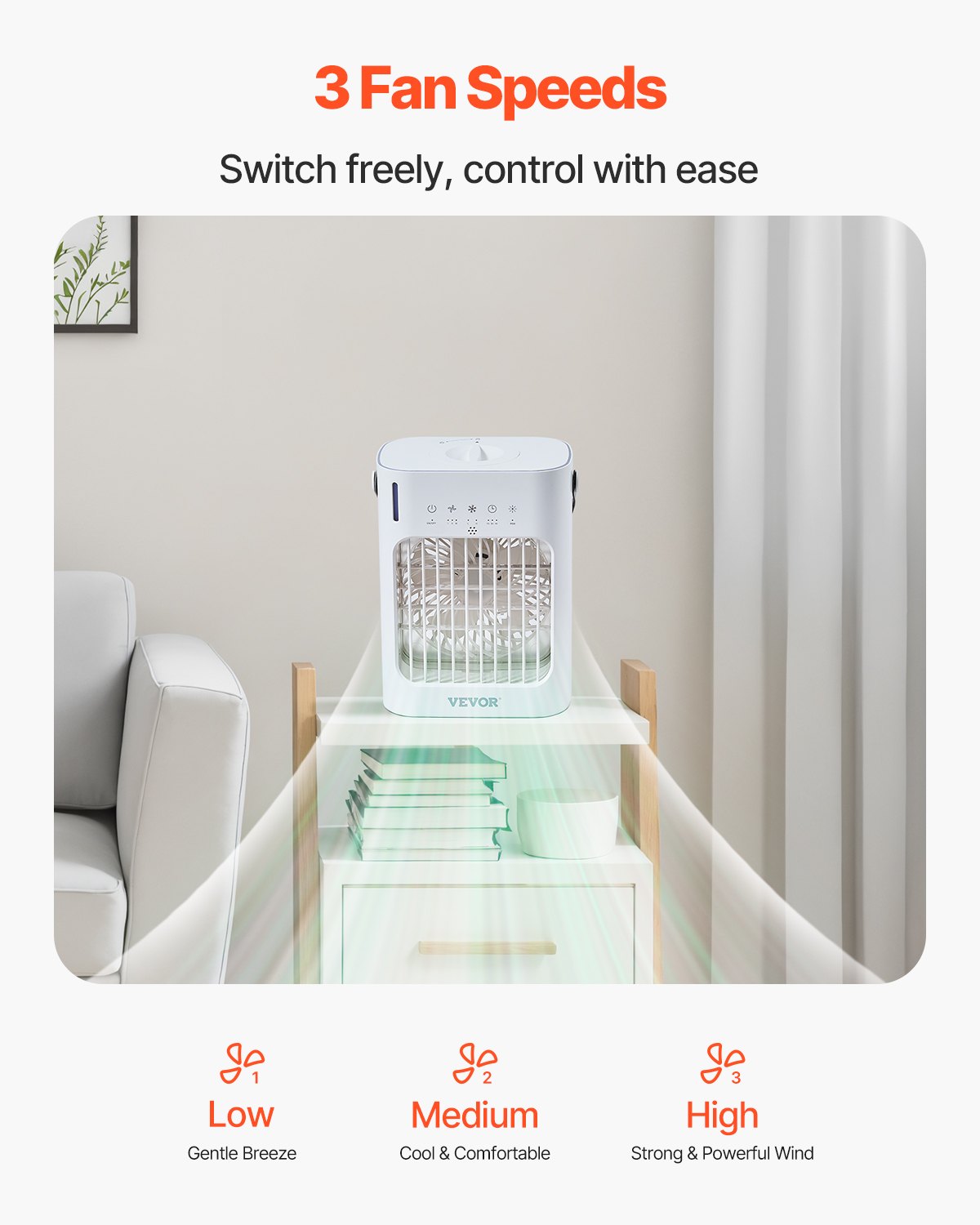 VEVOR Portable Air Conditioner 4-in-1 Evaporative Air Cooler 700ml Water Tank