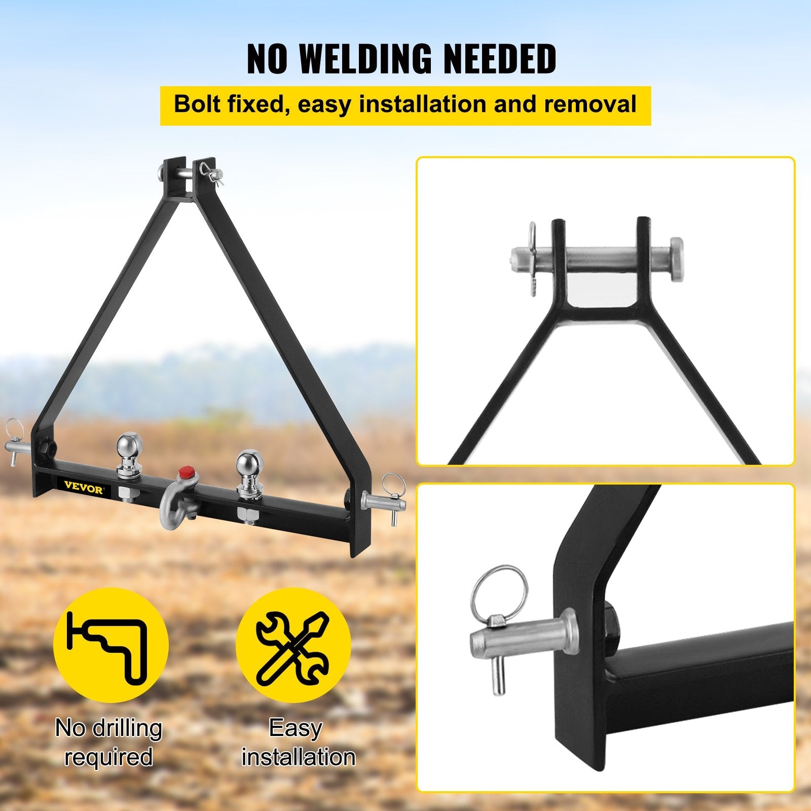 3 Point BX Trailer Hitch Compact Tractor Drawbar For Kubota John Deere