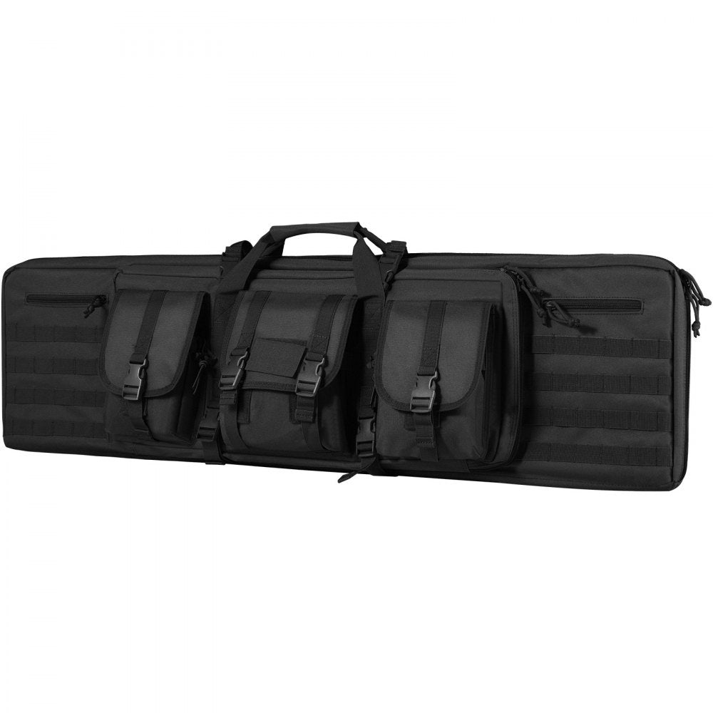 VEVOR Rifle Bag, 42 inch Tactical Double Long Gun Bag, Soft Rifle Case with Lockable Zipper, Portable Handle & Shoulder Strap, 3 Large Storage Pockets Rifle Case for Two 40" Rifles & 2 Pistols, Black