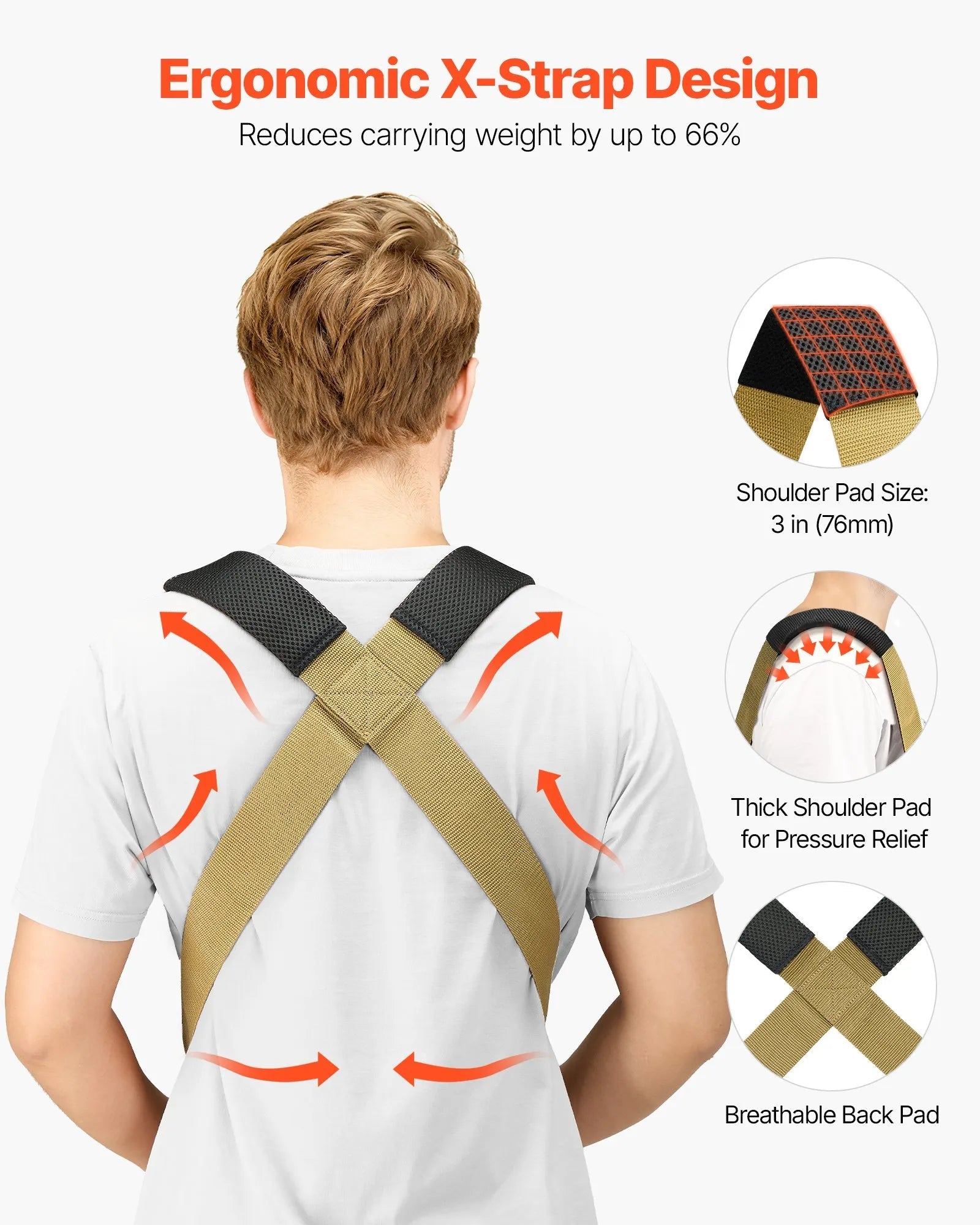 VEVOR Moving Straps, Supports up to 1000 lbs, 2-Person Lifting and Moving System with 2 Harness Straps & 2 Load-bearing Straps, Adjustable Lifting Shoulder Straps Move Furniture Appliances Mattresses