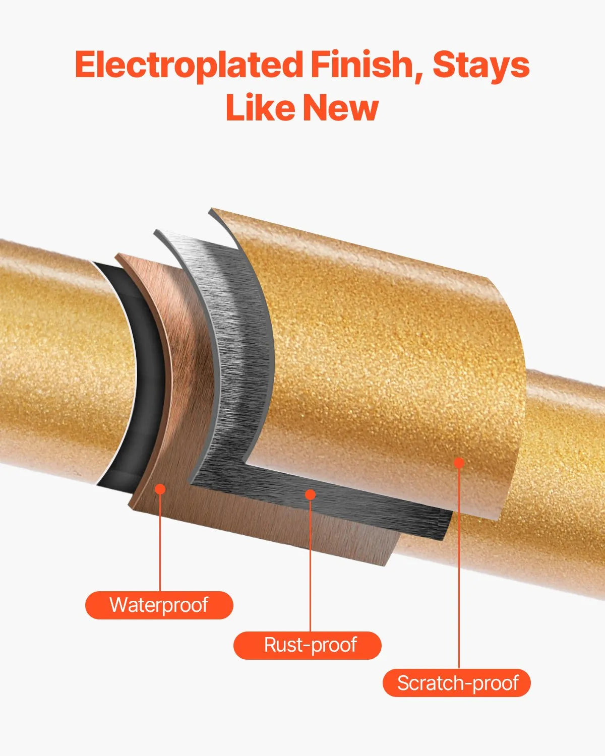 VEVOR Cordless Table Lamp Rechargeable Battery Small Lamp Fabric Shade Gold