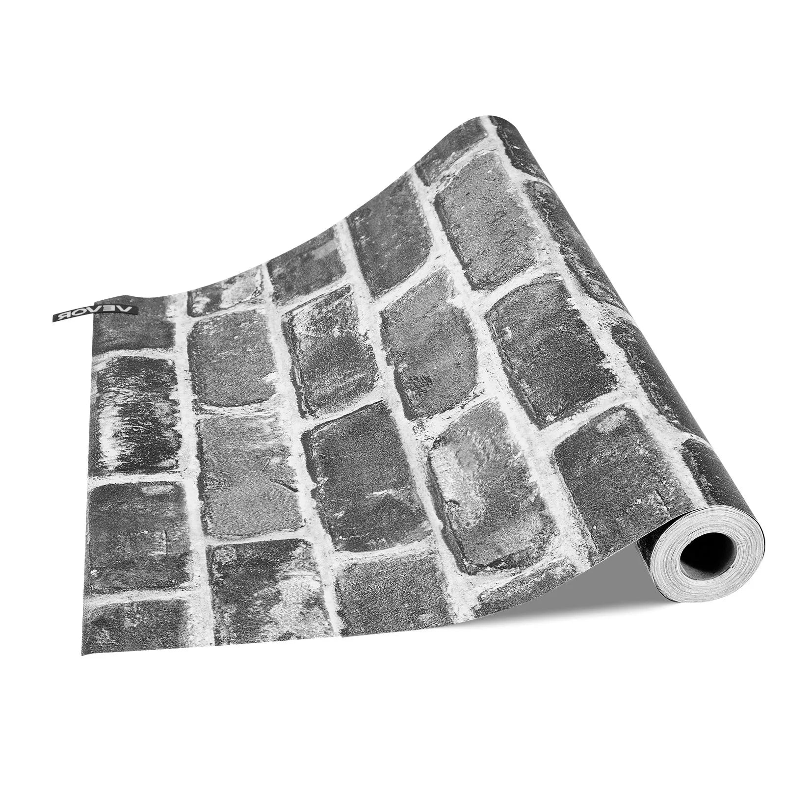 VEVOR Peel and Stick Wallpaper, 17.7 x 393.7 inch Contact Paper Gray Brick Waterpoof Self Adhesive, Easy to Clean & Peel Wall Decorative Vinyl Roll for Bedroom Kitchen Bathroom Office Desk