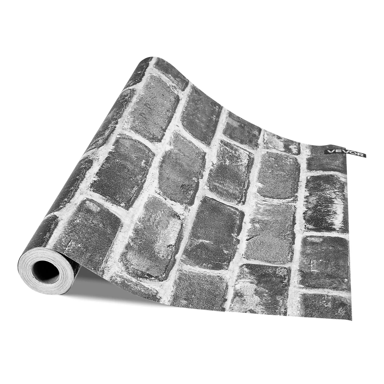 VEVOR Peel and Stick Wallpaper, 17.7 x 393.7 inch Contact Paper Gray Brick Waterpoof Self Adhesive, Easy to Clean & Peel Wall Decorative Vinyl Roll for Bedroom Kitchen Bathroom Office Desk