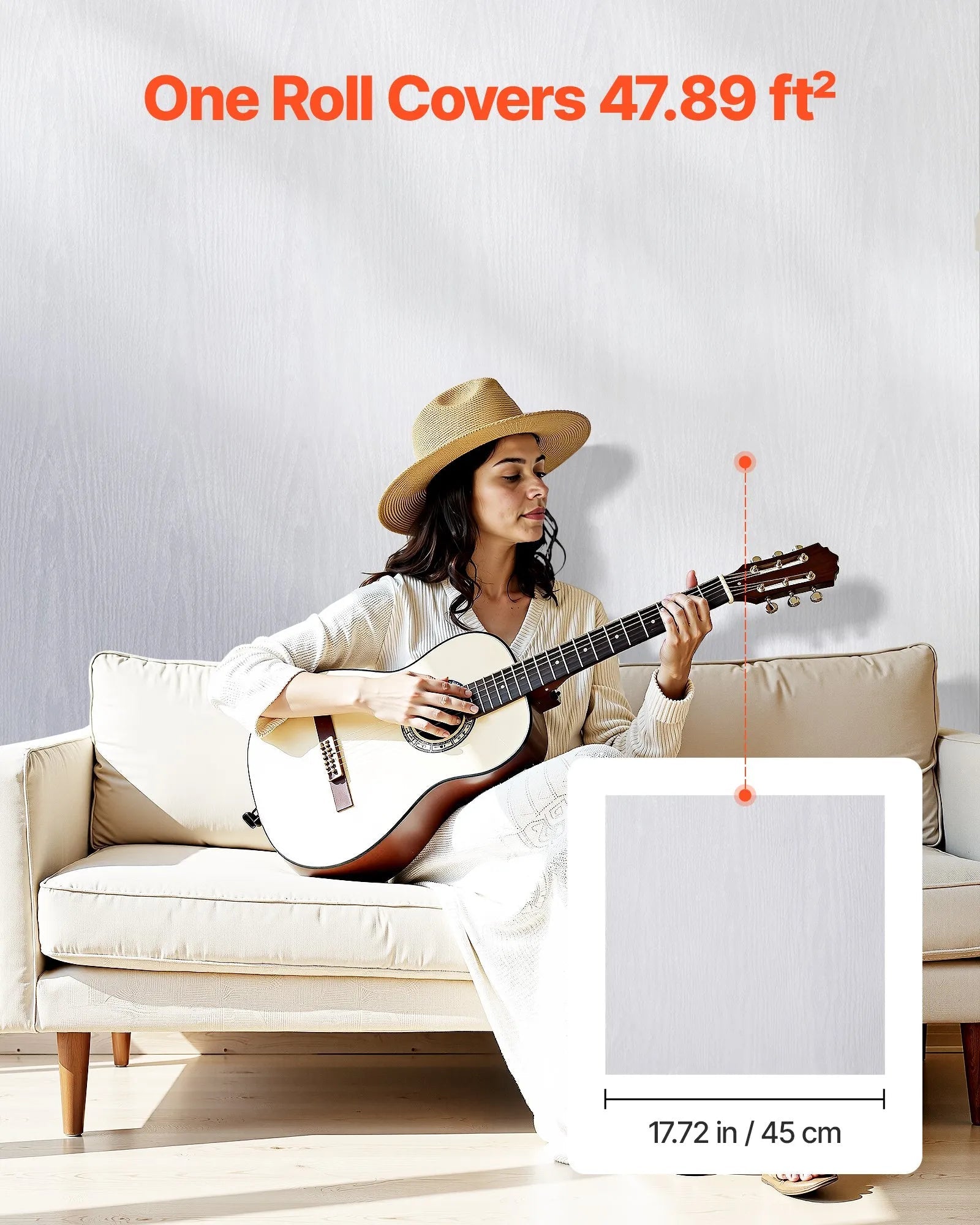 VEVOR Peel and Stick Wallpaper, 17.7 x 393.7 inch Contact Paper White Wood Grain Waterpoof Self Adhesive, Easy to Clean & Peel Wall Decorative Vinyl Roll for Bedroom Kitchen Bathroom Desk Office