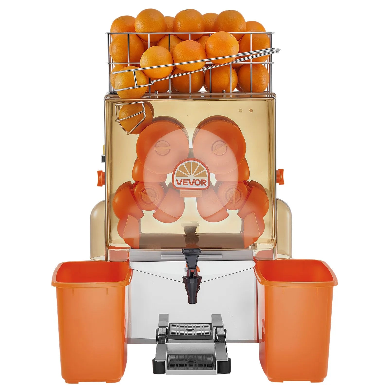 Commercial Electric Orange Juicer Machine | 120W Stainless Steel Citrus Juicer, 20 Fruits Per Minute with Water Tap