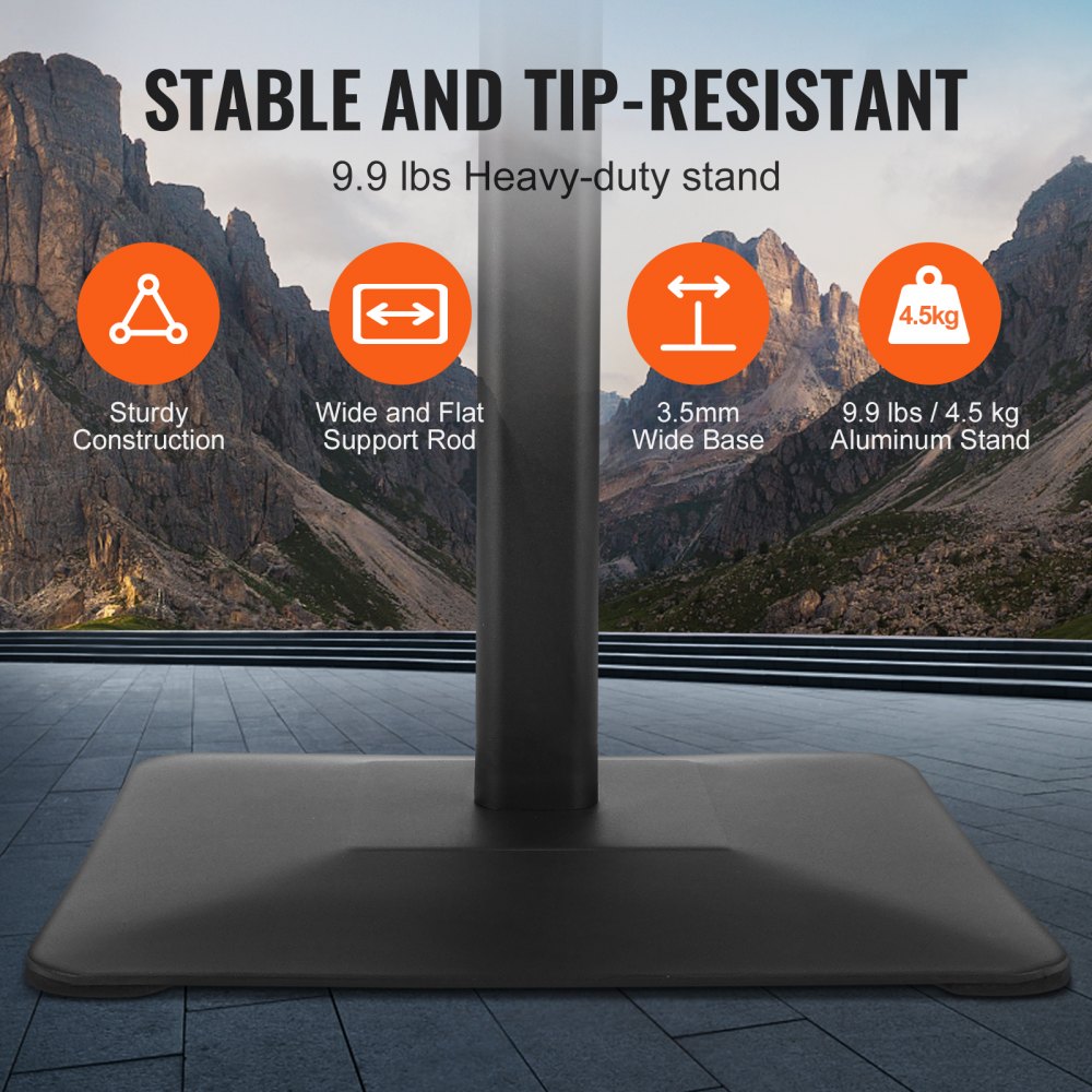 VEVOR Pedestal Sign Holder, 11 x 17 Inch Vertical and Horizontal Adjustable Poster Stand, Heavy-Duty Floor Standing Sign Holder with Metal Base for Display, Advertisement, and Outdoor, Black