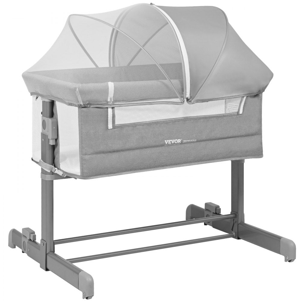 VEVOR Baby Bassinet, 5-Level Height Adjustable, Baby Bassinet Bedside Sleeper with Comfy Mattress and Wheels, Baby Cradle Bedside Crib with Mosquito Net and Side-Opening for Infant Newborn Girl Boy